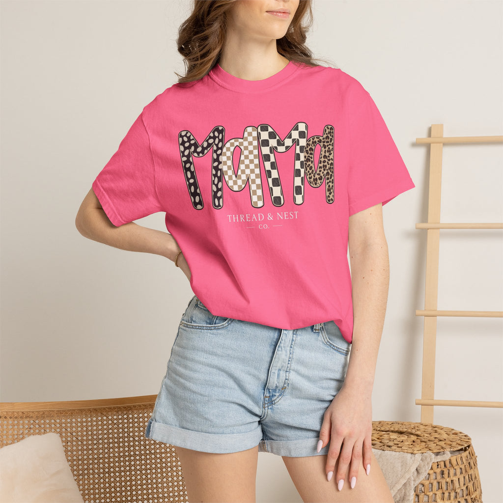 Mama Leopard & Plaid Graphic T-Shirt — Mom Gift, Mother's Day Tee