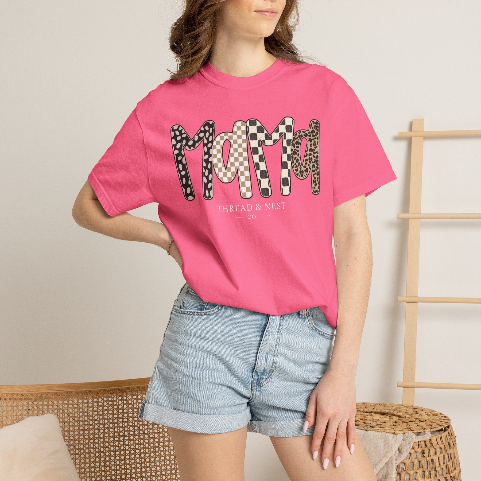 Mama Leopard & Plaid Graphic T-Shirt — Mom Gift, Mother's Day Tee