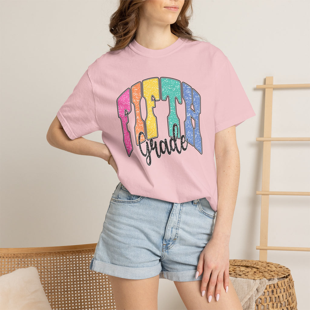 Fifth Grade Rainbow Script T-Shirt