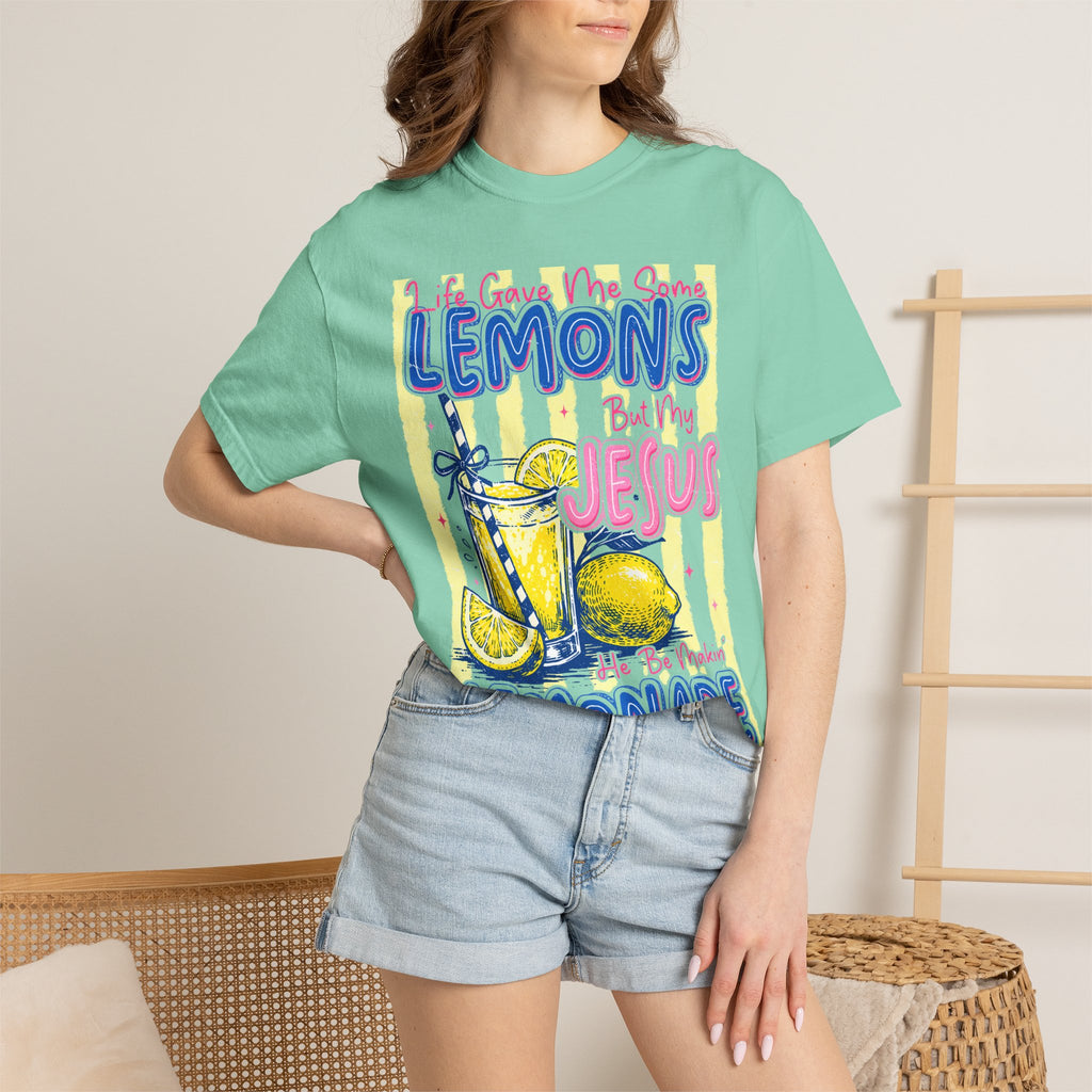 Lemons Into Lemonade Christian T-Shirt — 'He Gave Me Lemons But Why Jesus' Graphic Tee