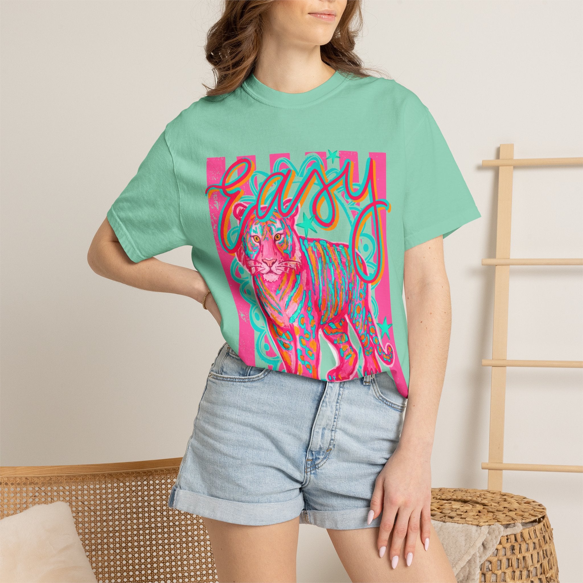Easy Tiger T-Shirt — Retro Neon Tiger Graphic Tee