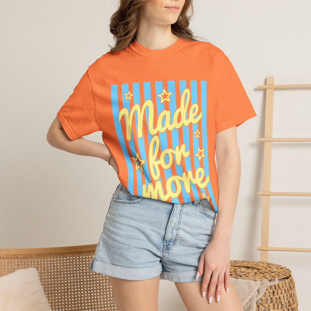 Made for More Orange Graphic T-Shirt — Retro Stripe & Stars Motivational Tee