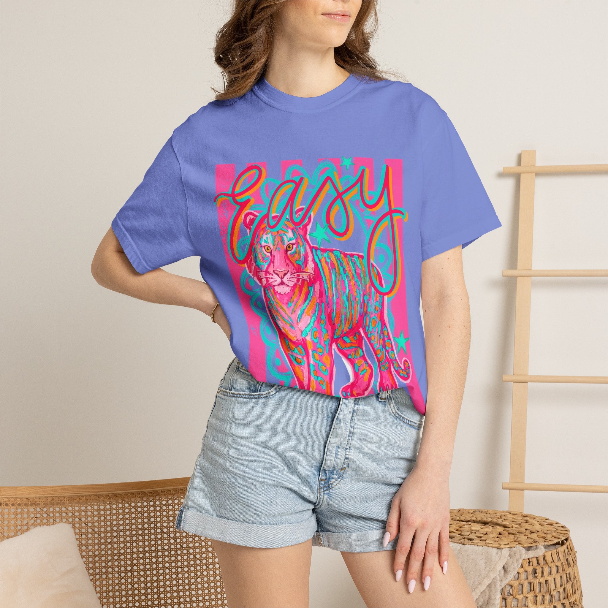 Easy Tiger T-Shirt — Retro Neon Tiger Graphic Tee