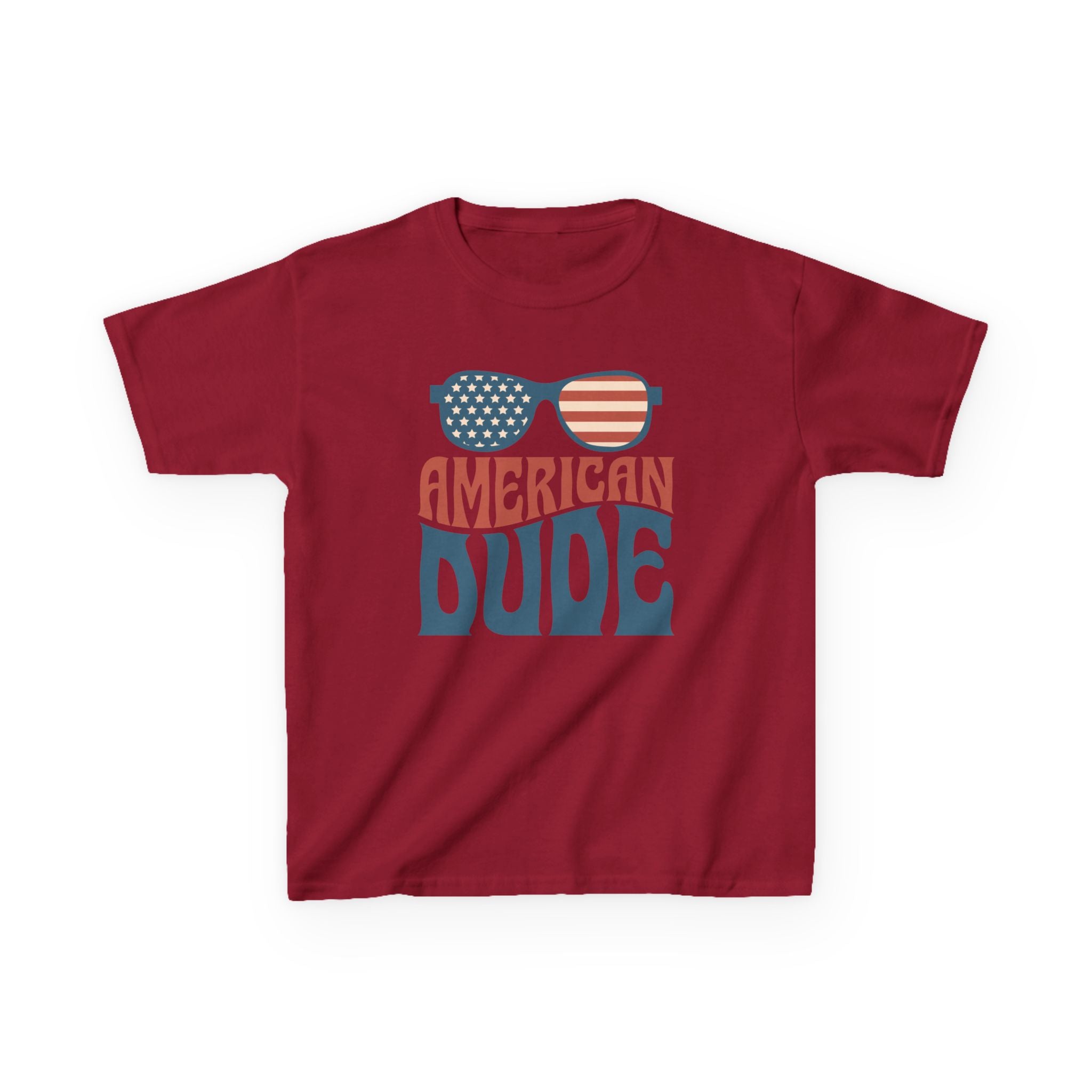 American Dude Kids T‑Shirt - Patriotic Sunglasses 4th of July Tee