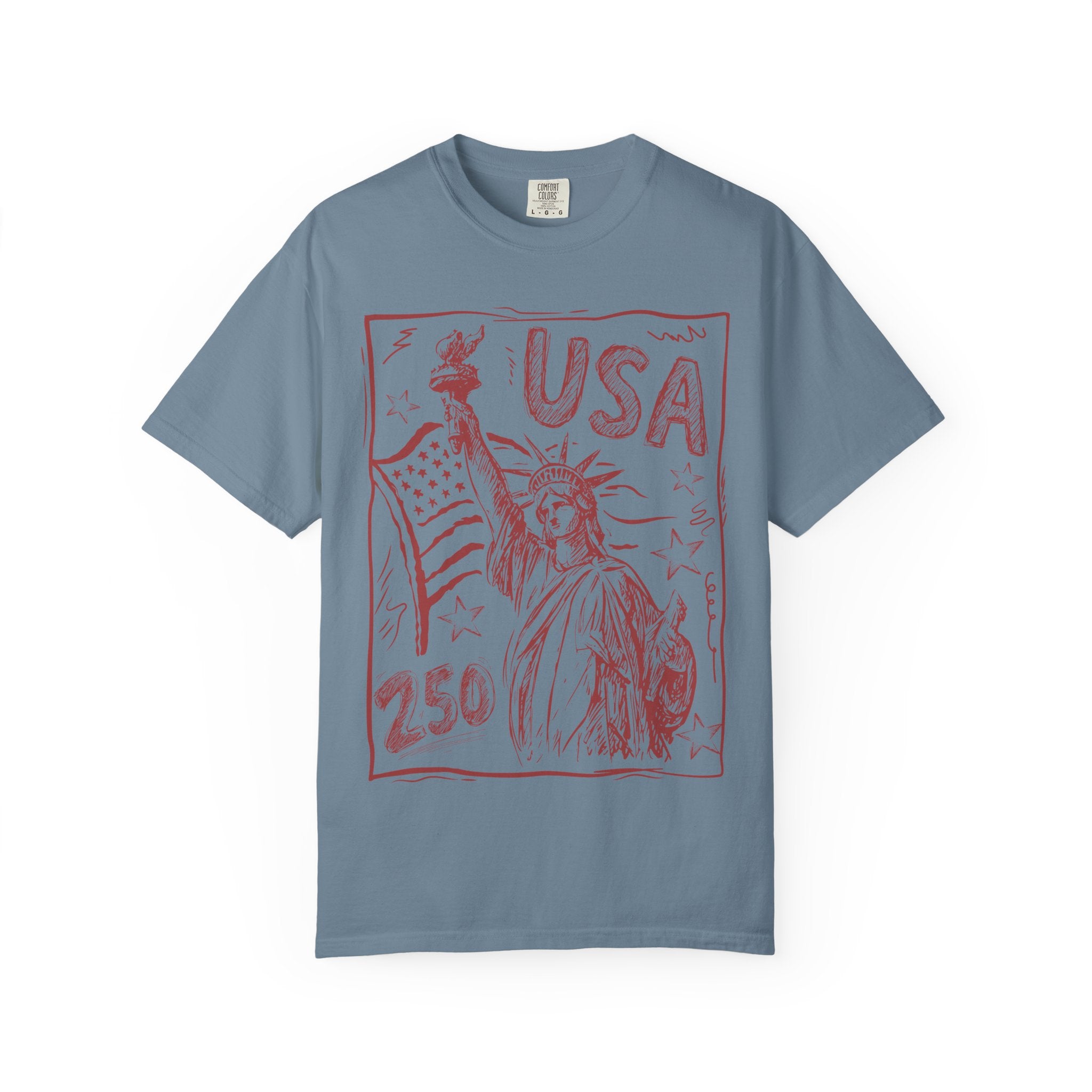 Liberty Sketch USA T-Shirt — Statue of Liberty 250th Anniversary Tee