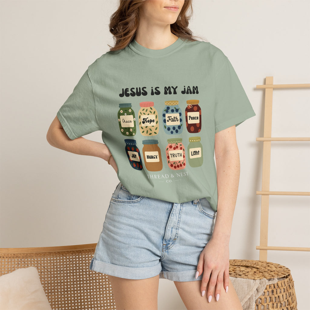 Jesus Is My Jam T-Shirt — Christian Faith Graphic Tee with Inspirational Jars