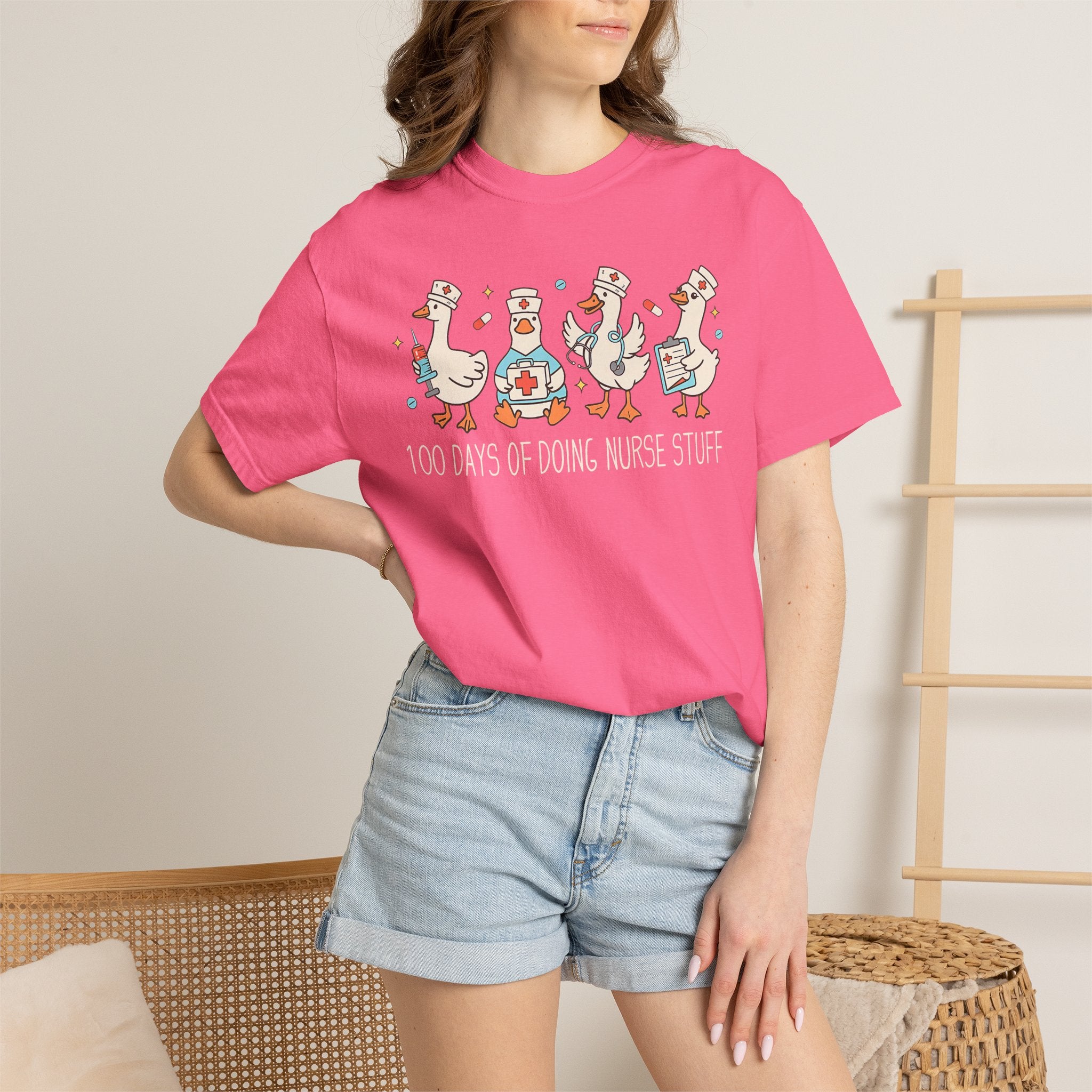 Nurse Ducks Tee — "100 Days of Doing Nurse Stuff" Garment-Dyed T-Shirt