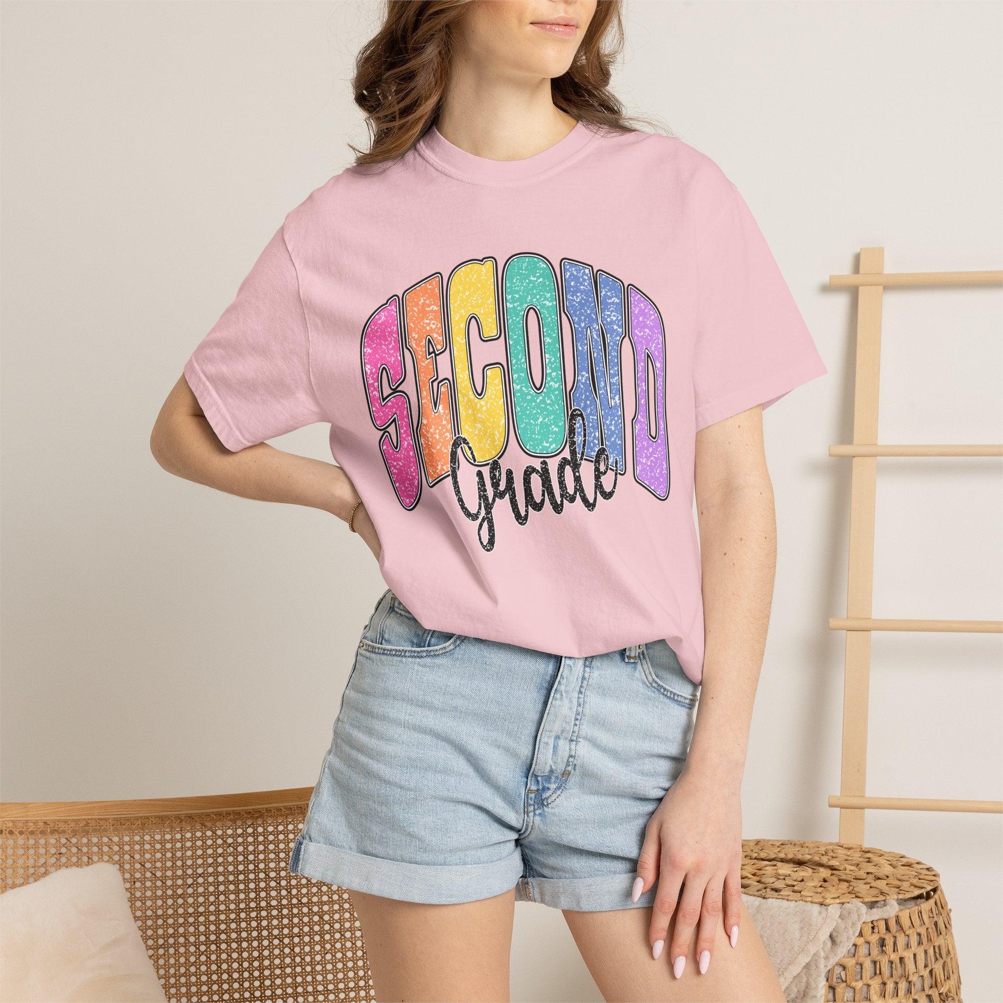 Second Grade T‑Shirt — Colorful Retro Rainbow Back‑to‑School Tee