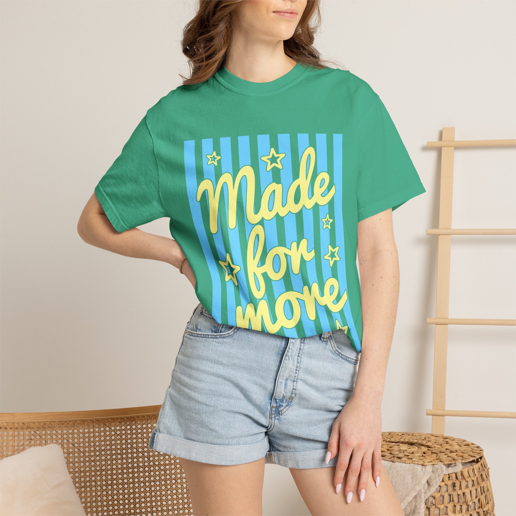 Made for More Orange Graphic T-Shirt — Retro Stripe & Stars Motivational Tee