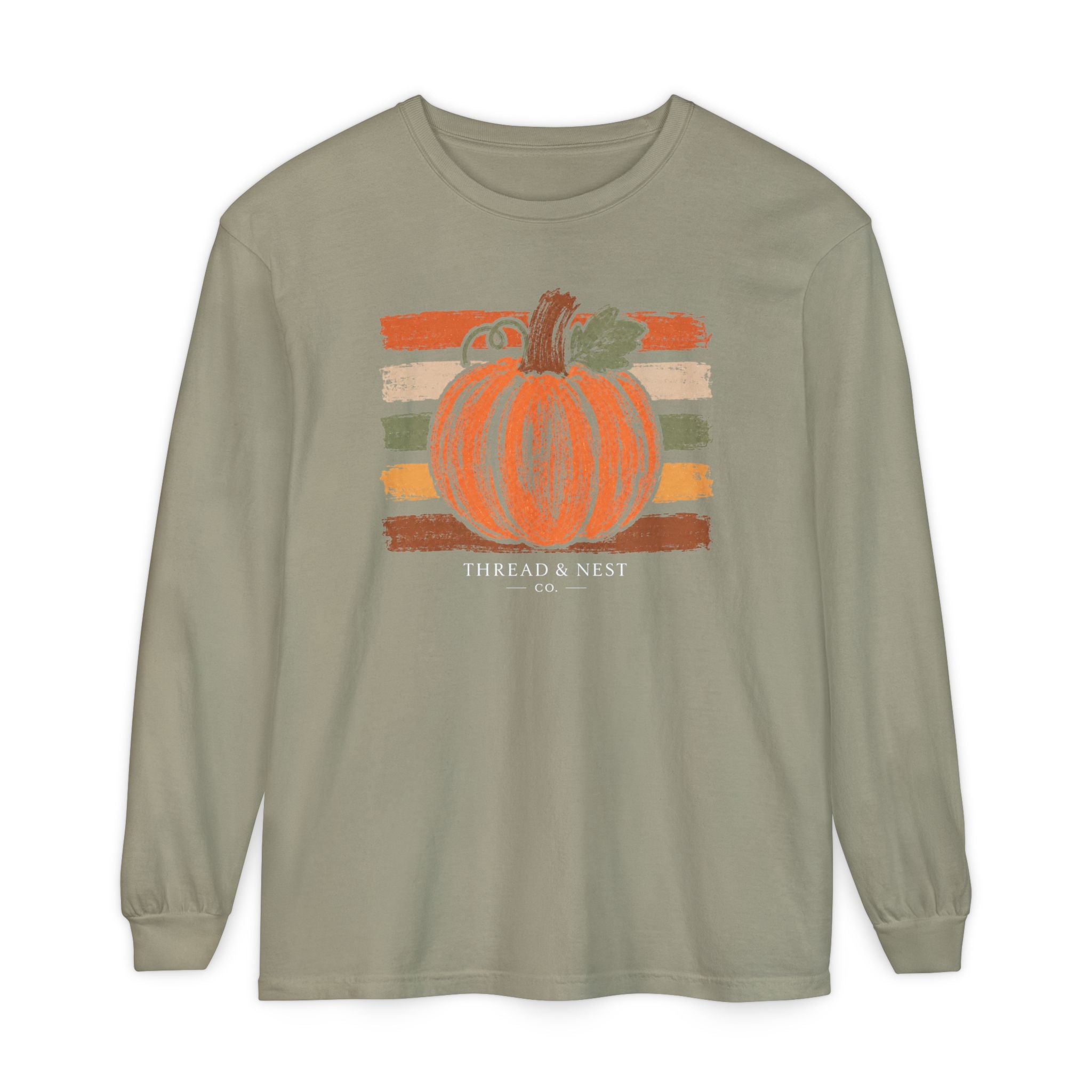 Pumpkin Retro Stripe Long Sleeve Tee