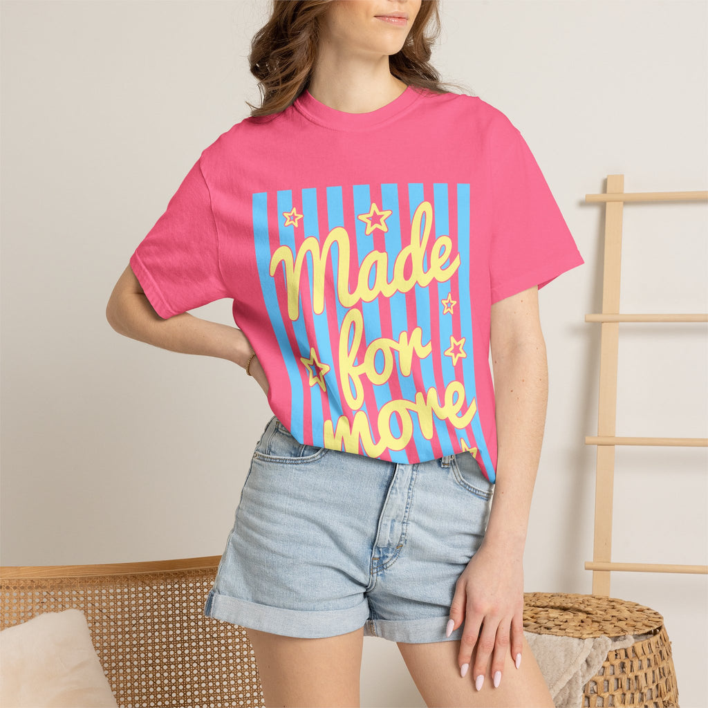 Made for More Orange Graphic T-Shirt — Retro Stripe & Stars Motivational Tee
