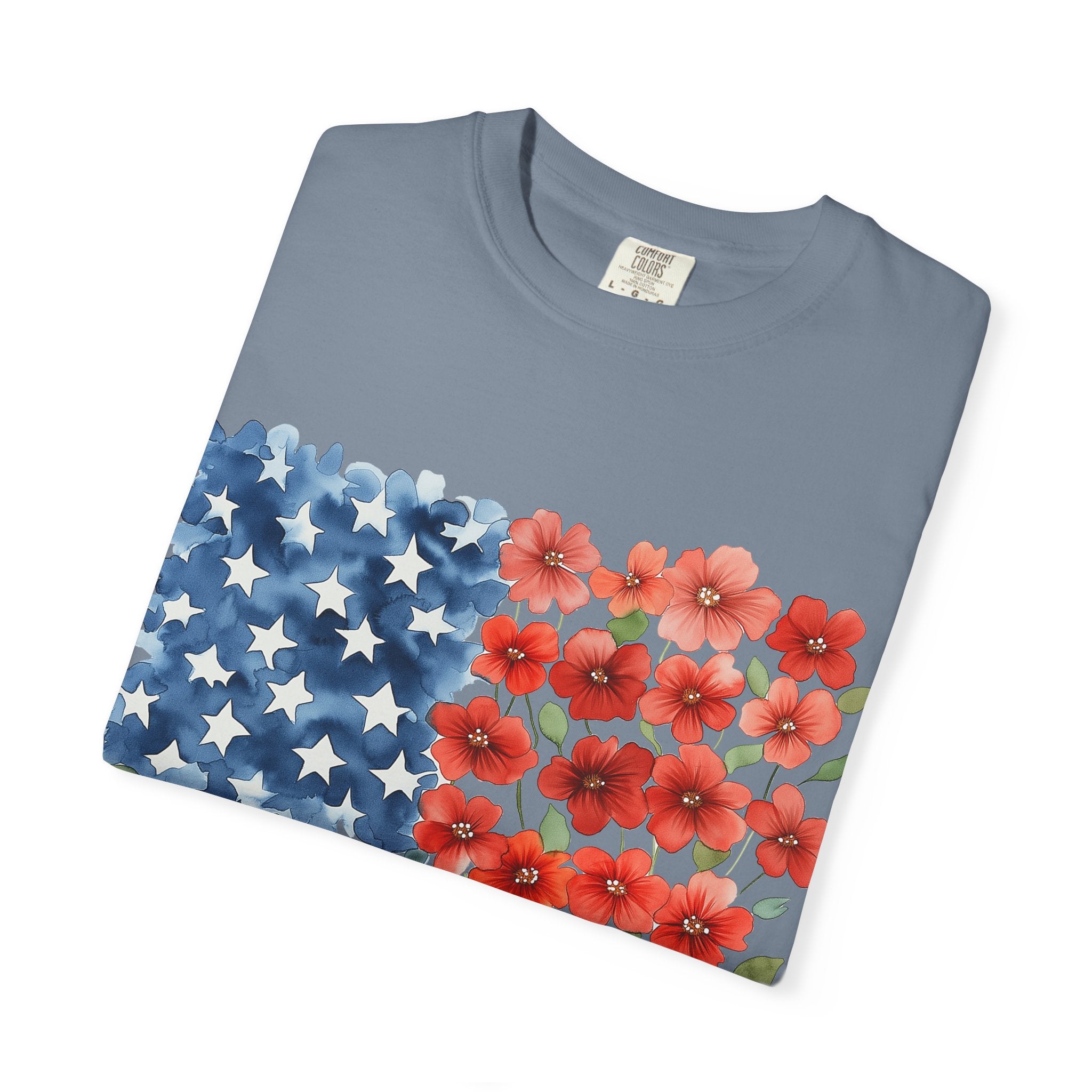 Poppy American Flag T-Shirt — Floral USA Patriotic Tee