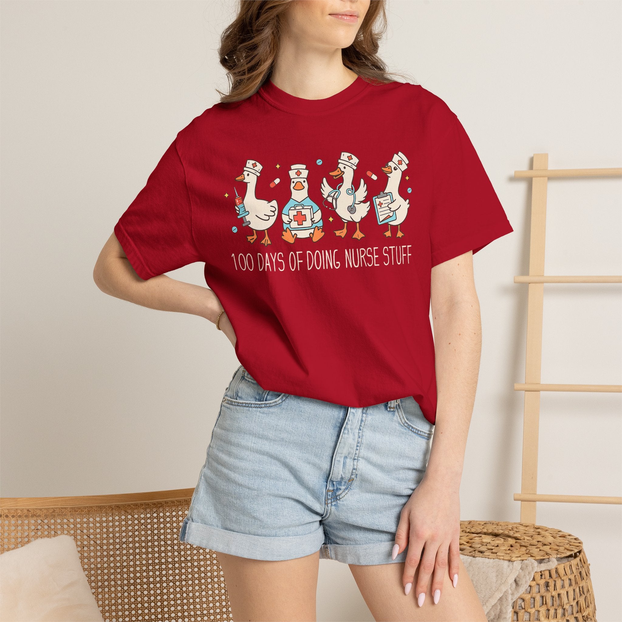 Nurse Ducks Tee — "100 Days of Doing Nurse Stuff" Garment-Dyed T-Shirt