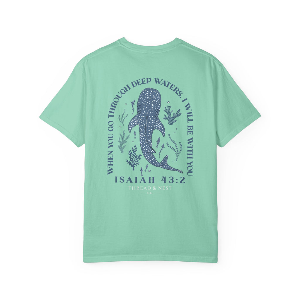Isaiah 43:2 Whale Tee — 'When You Go Through Deep Waters' Christian T-Shirt