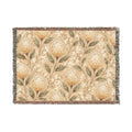 Protea Meadow Woven Throw Blanket — Vintage Botanical Tapestry Design
