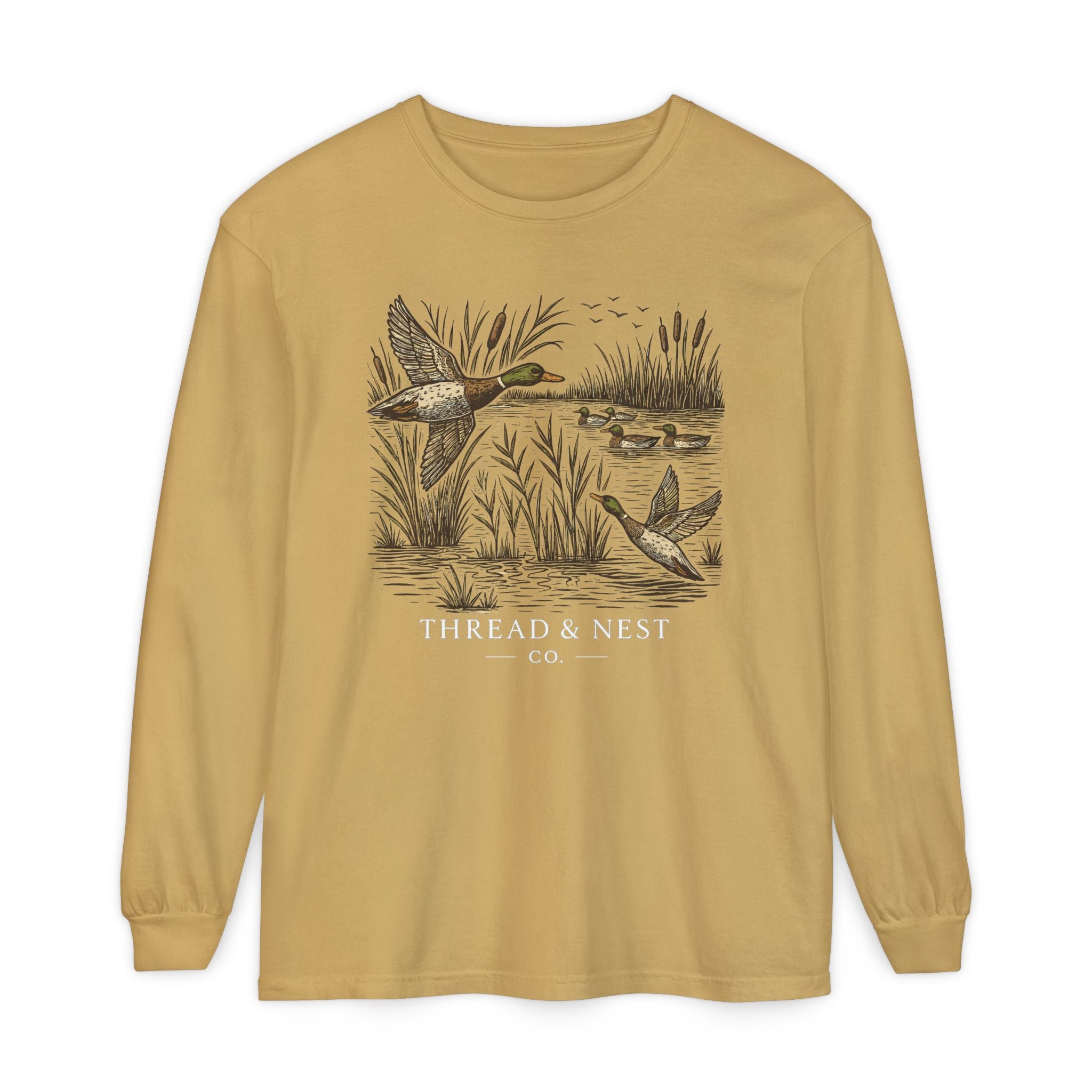 Duck Marsh Long Sleeve T-Shirt — Thread & Nest Co. Vintage Waterfowl Graphic