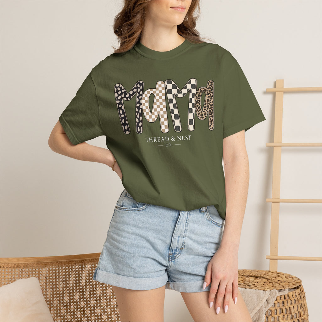 Mama Leopard & Plaid Graphic T-Shirt — Mom Gift, Mother's Day Tee