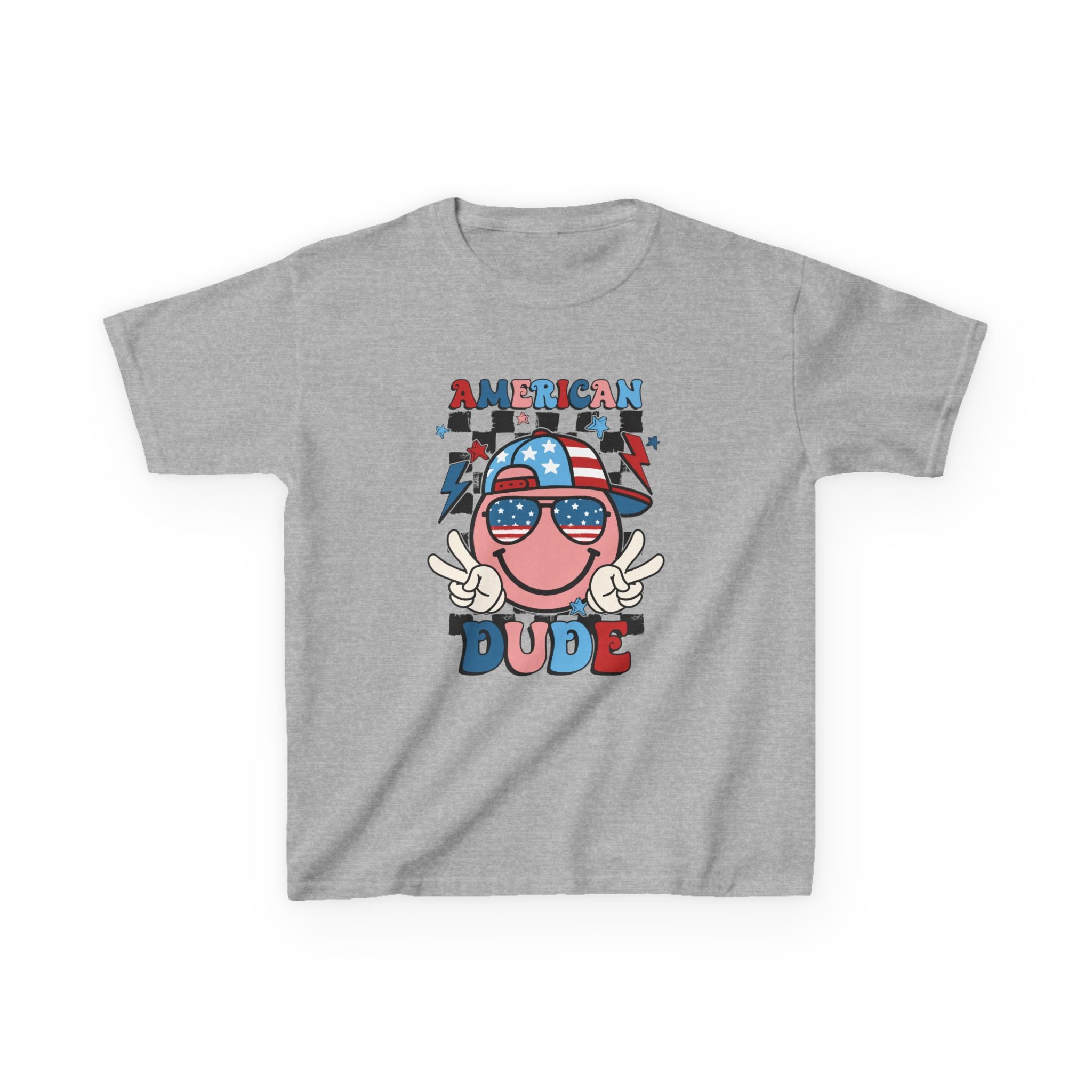Kids Tee — "American Dude" Patriotic 4th of July Graphic