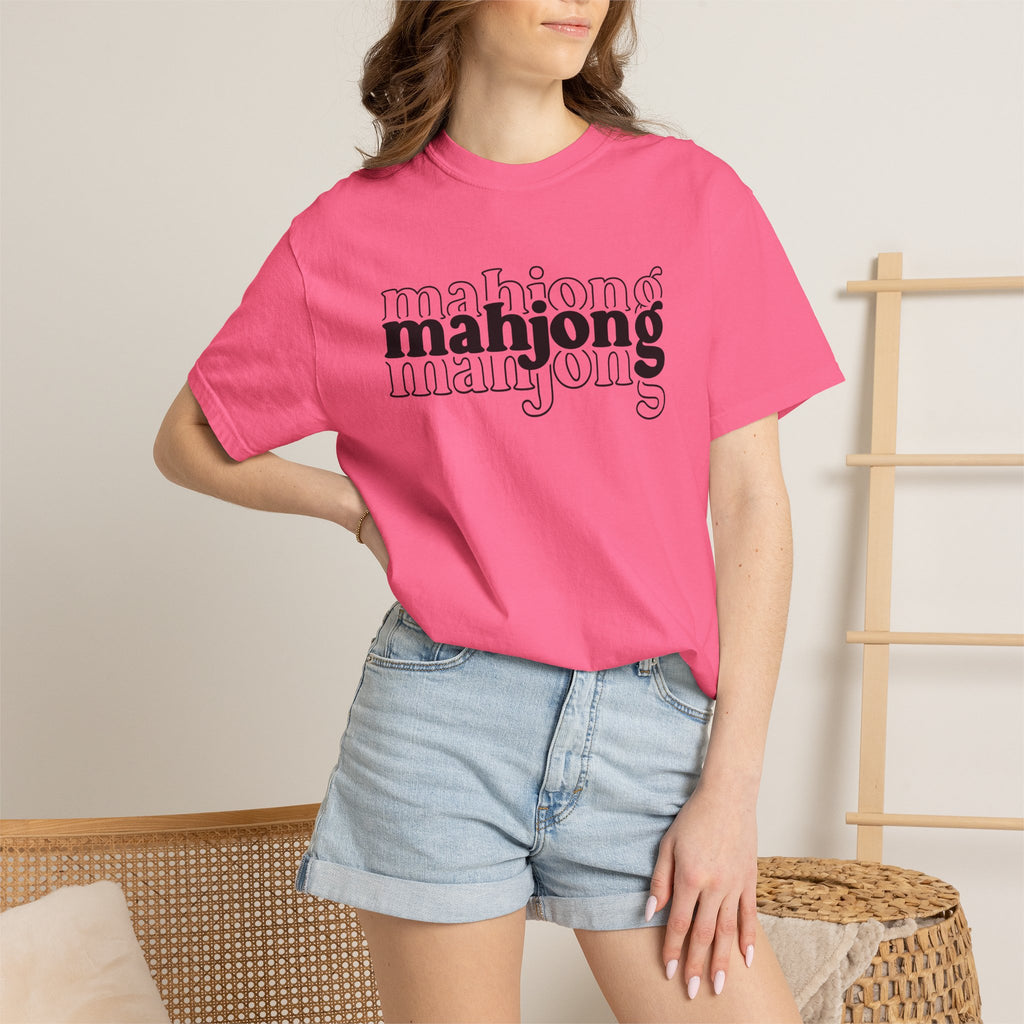 Mahjong Graphic T-Shirt — Retro Layered 'mahjong' Design