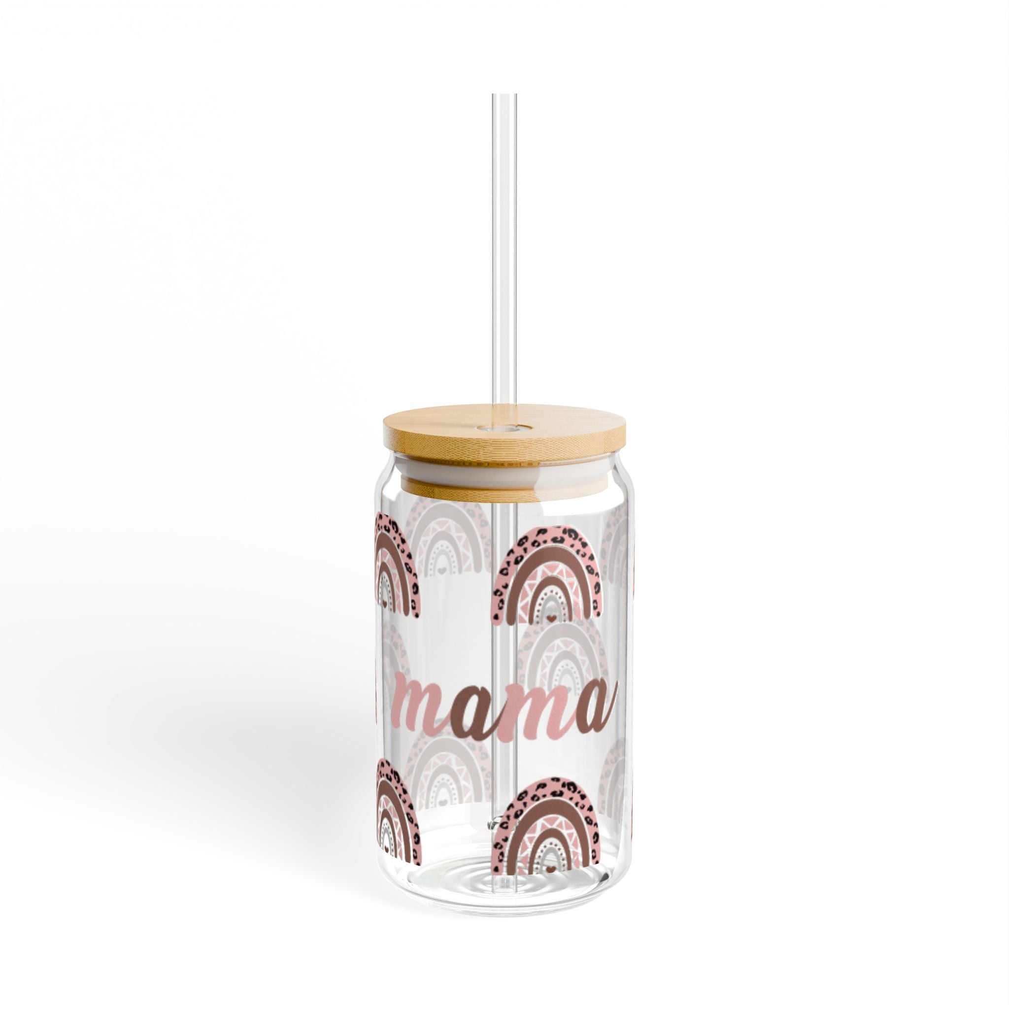 Mama Rainbow Sipper Glass — 16oz Eco Bamboo Lid Straw Tumbler