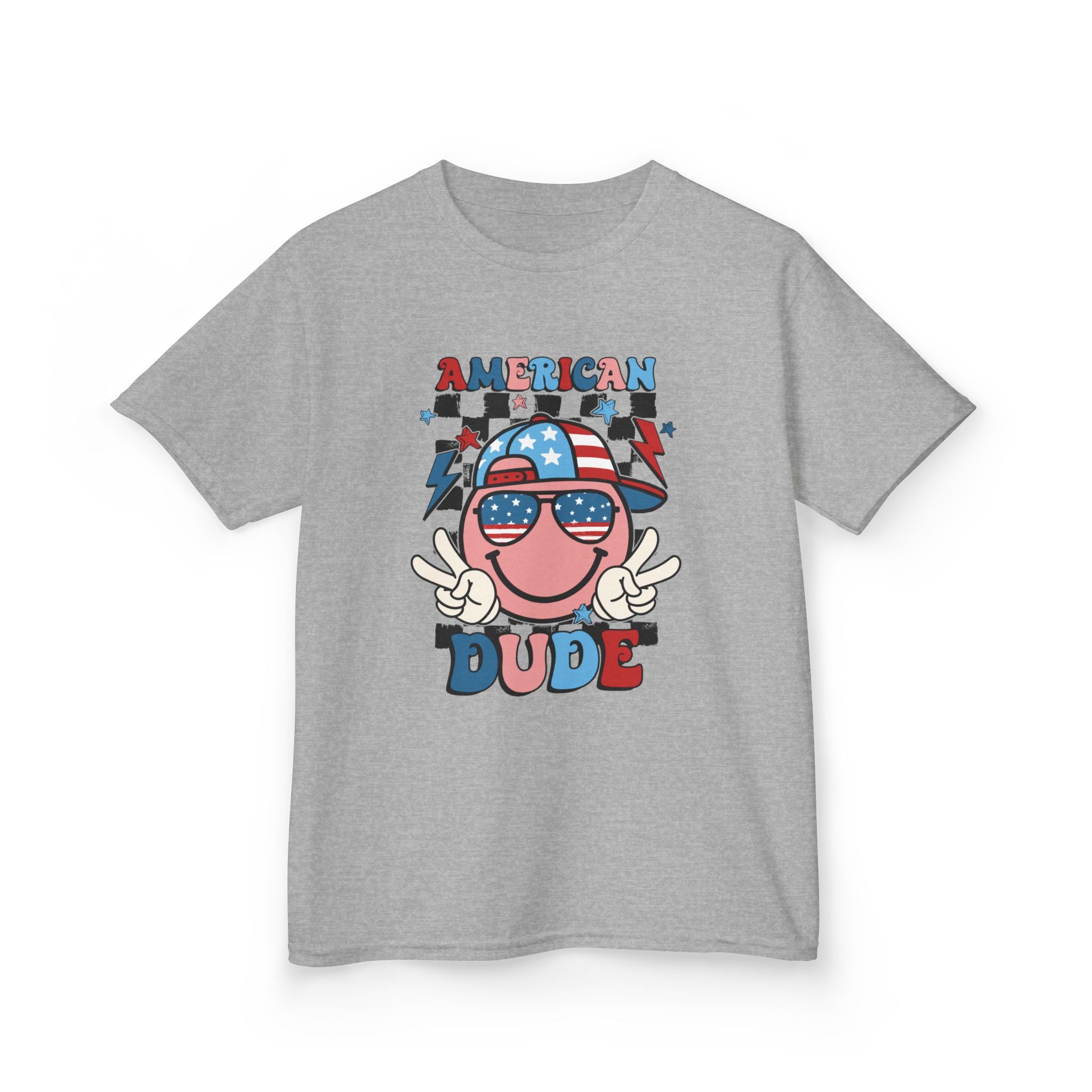Kids Tee — "American Dude" Patriotic 4th of July Graphic