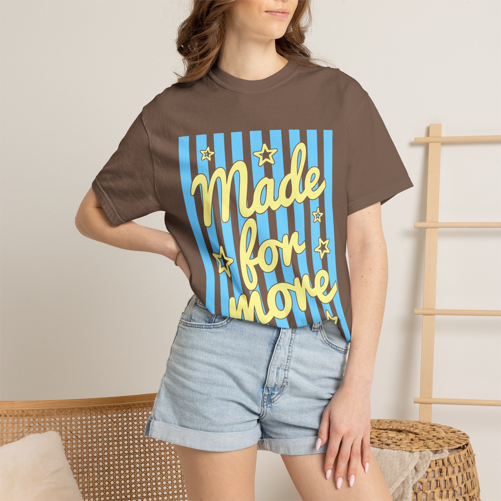 Made for More Orange Graphic T-Shirt — Retro Stripe & Stars Motivational Tee