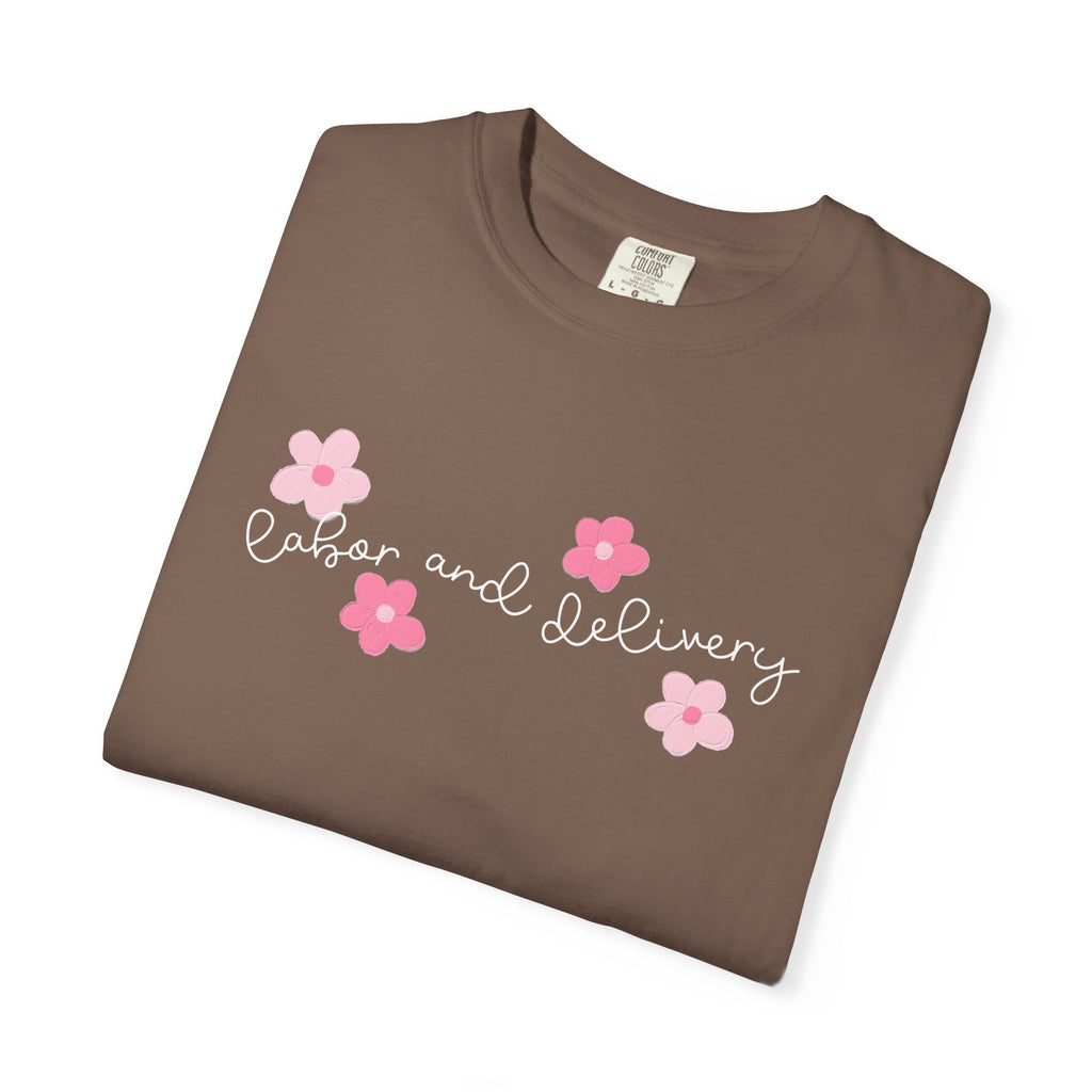 T-Shirt — “Easier and Delivery” Pink Flower Script Tee