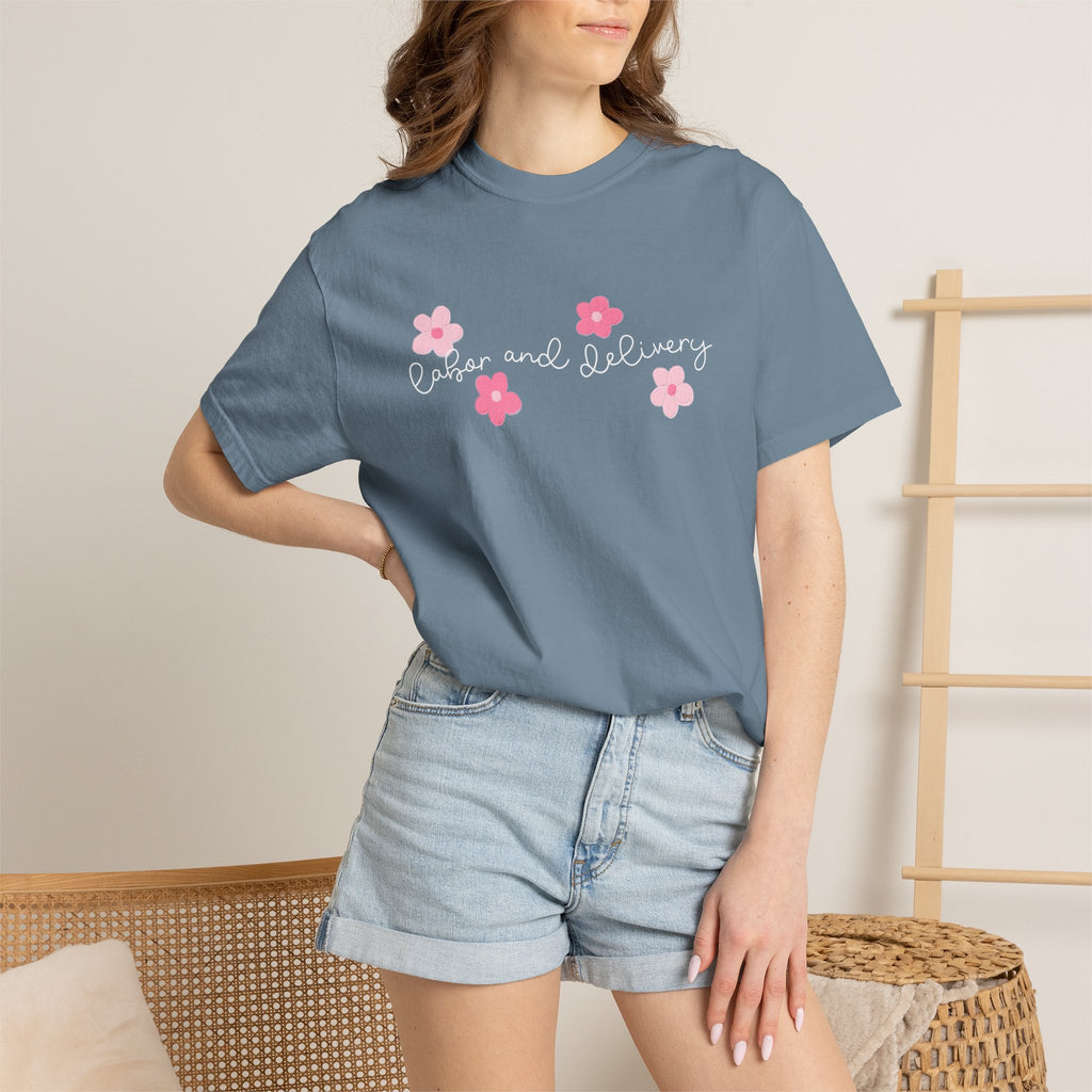 T-Shirt — “Easier and Delivery” Pink Flower Script Tee