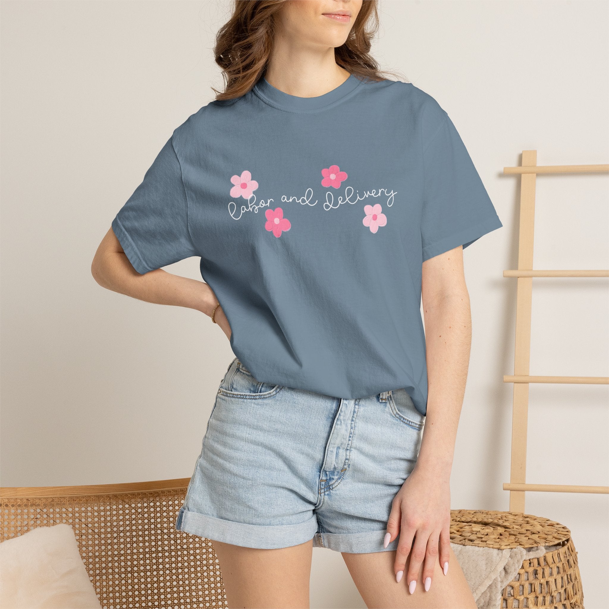 T-Shirt — “Easier and Delivery” Pink Flower Script Tee