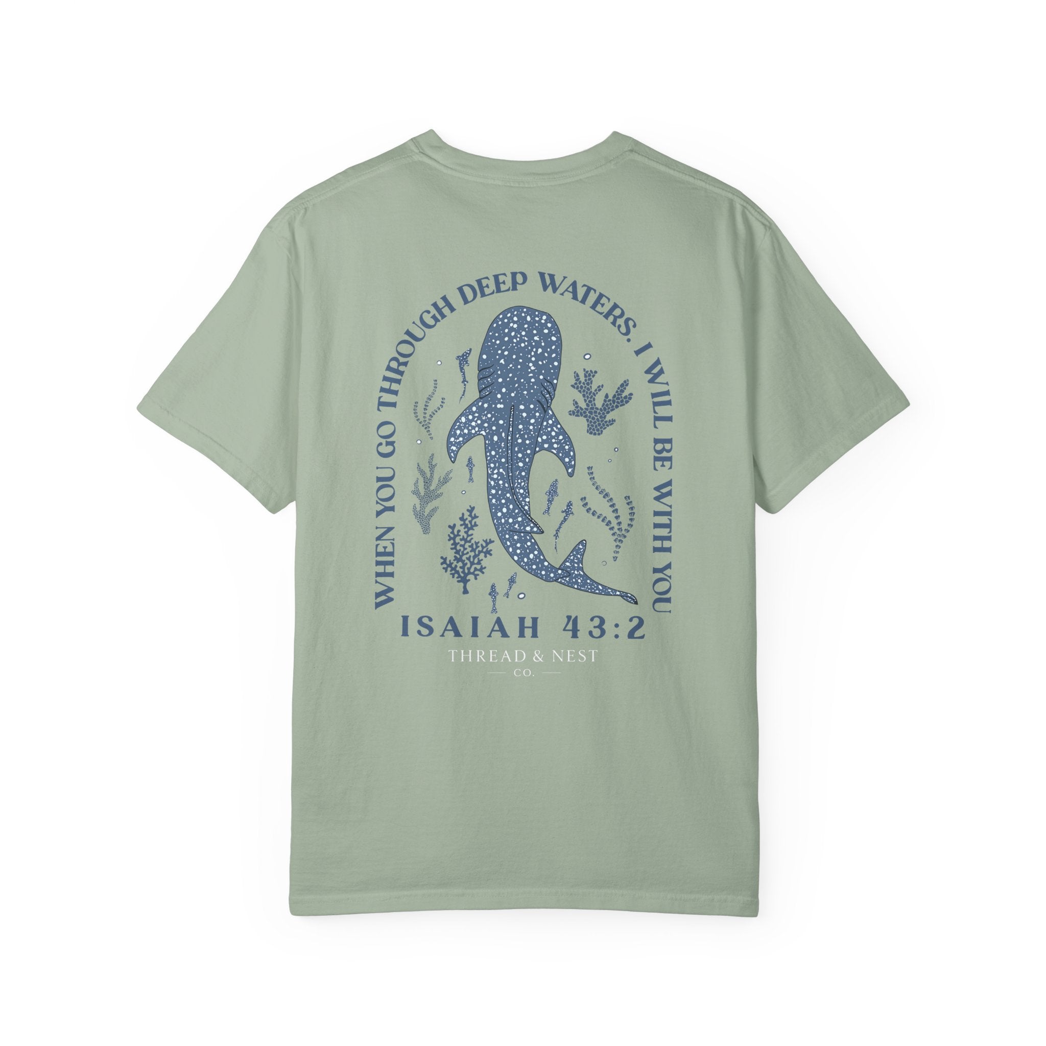 Isaiah 43:2 Whale Tee — 'When You Go Through Deep Waters' Christian T-Shirt