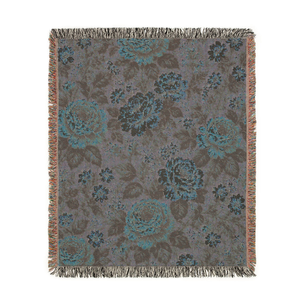 Cottage Rose Woven Blanket — Vintage Rose Tapestry Throw