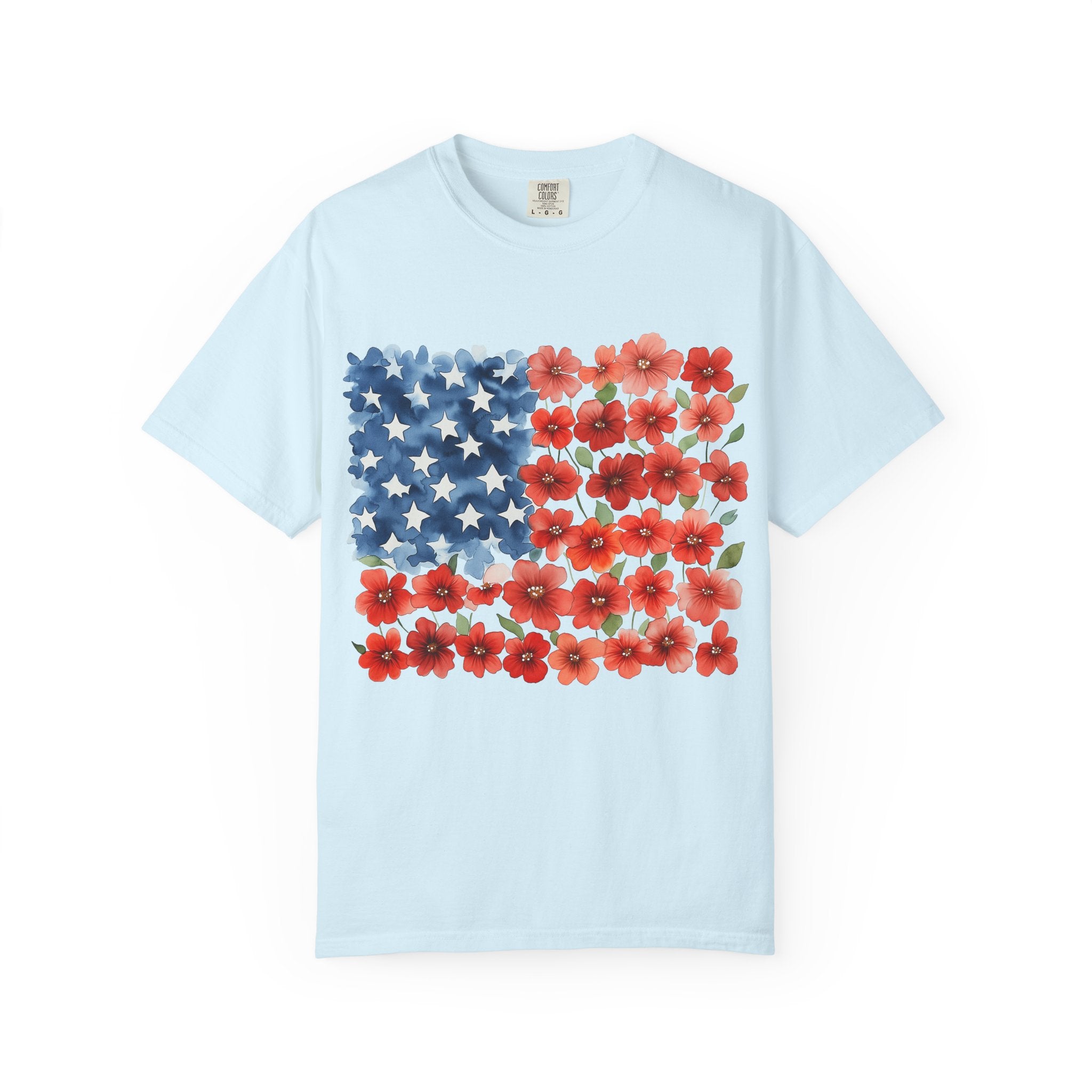 Poppy American Flag T-Shirt — Floral USA Patriotic Tee