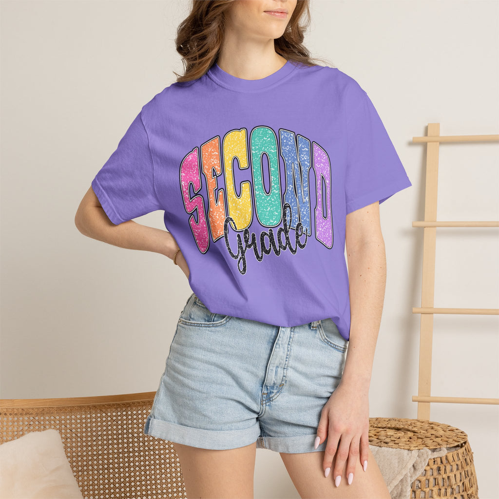 Second Grade T‑Shirt — Colorful Retro Rainbow Back‑to‑School Tee