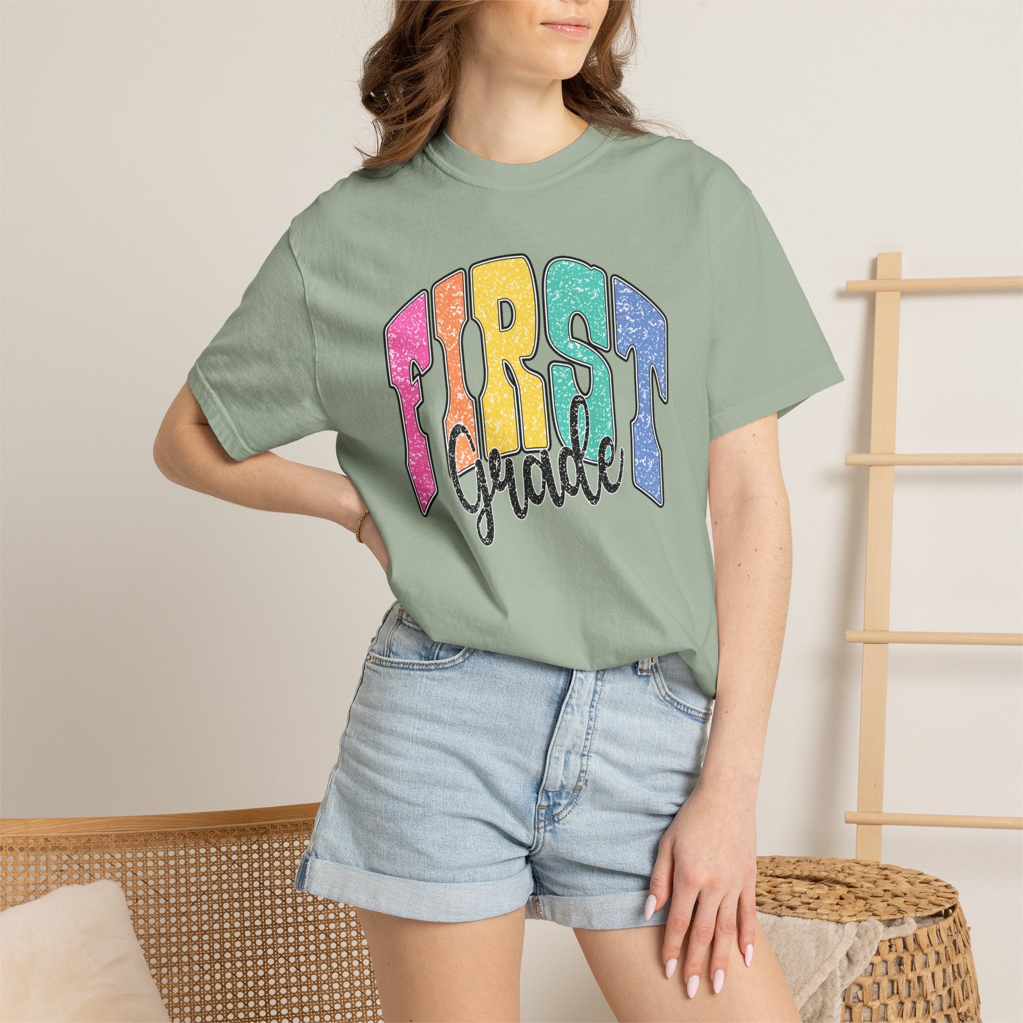 First Grade Rainbow T-Shirt — Back to School Teacher & Student Tee