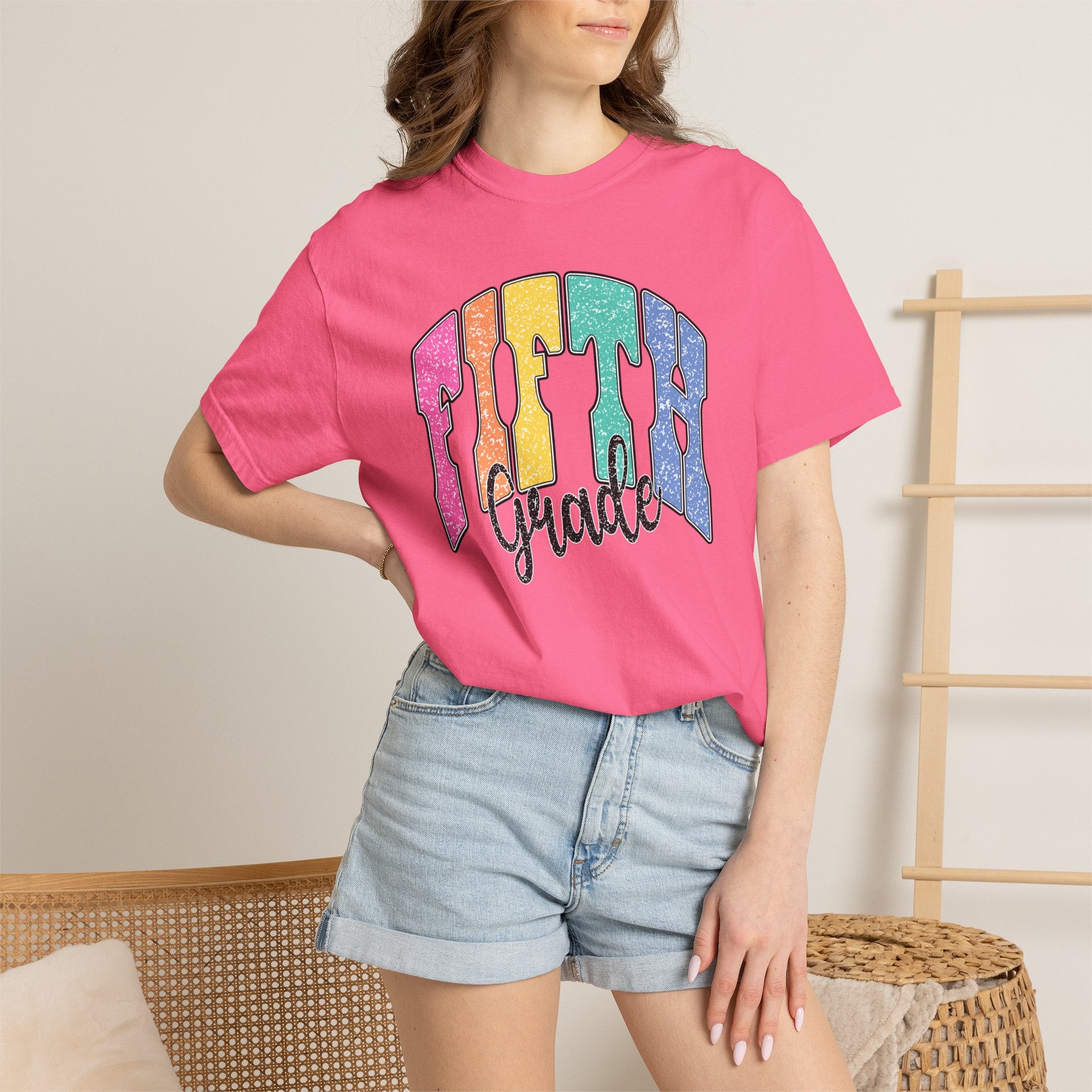 Fifth Grade Rainbow Script T-Shirt