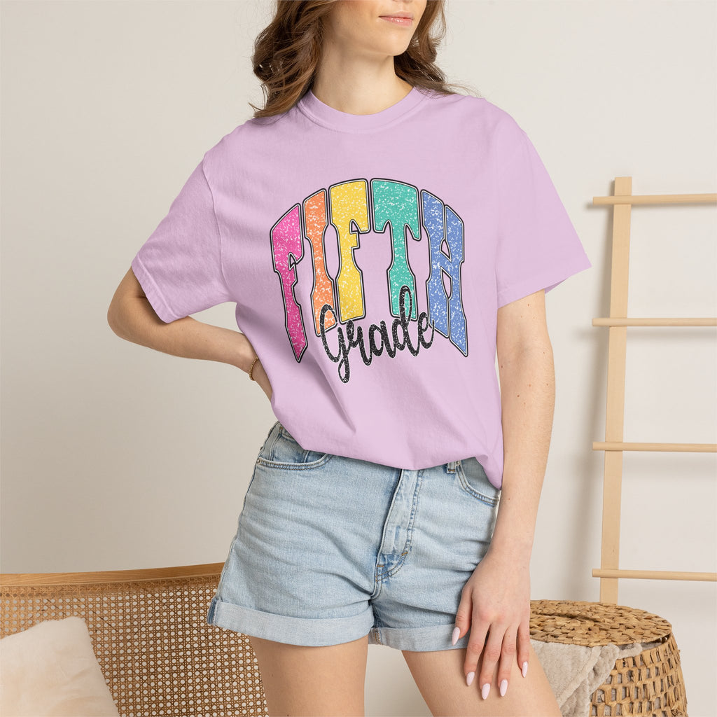 Fifth Grade Rainbow Script T-Shirt