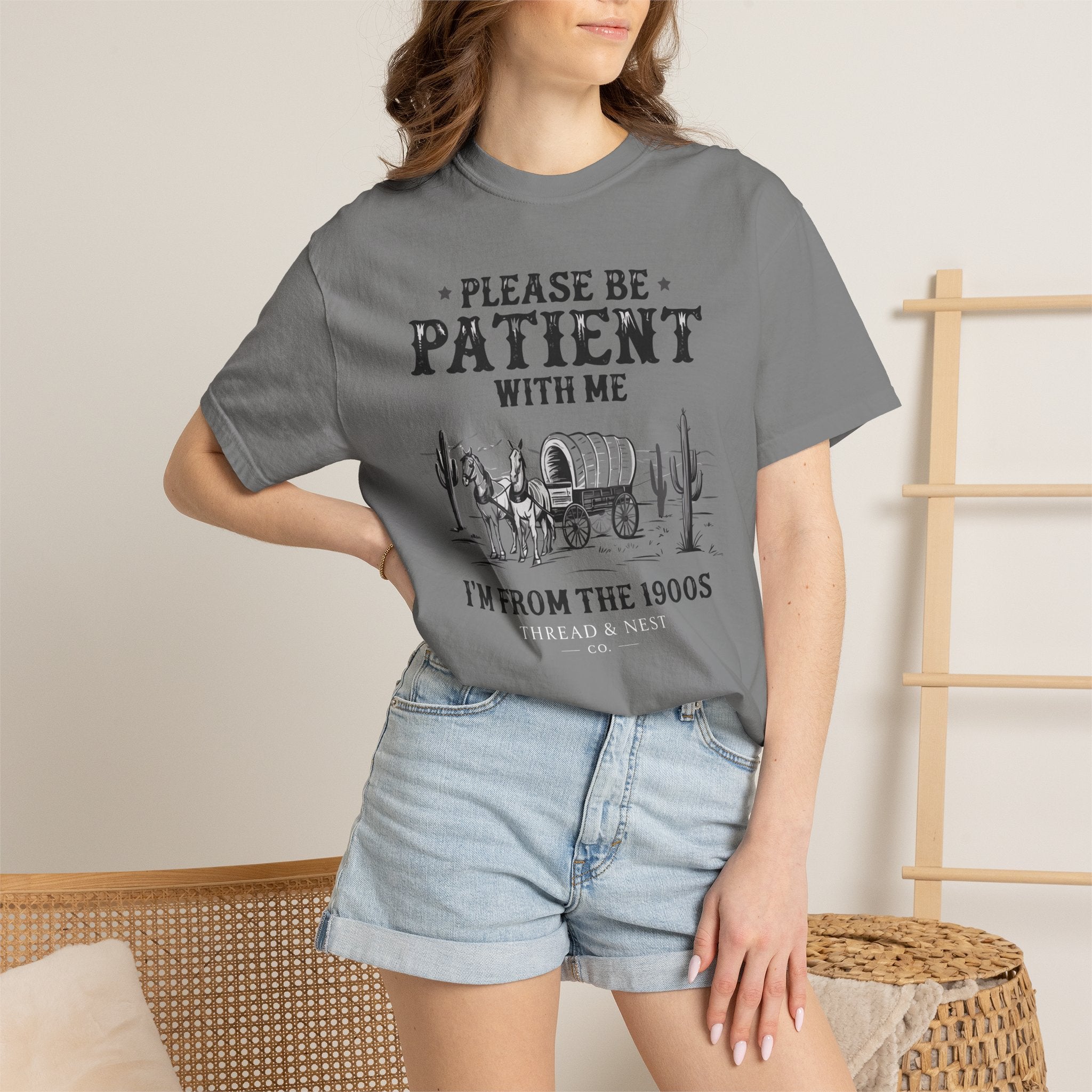 Please Be Patient With Me T-Shirt – Vintage Wagon 'I'm From The 1900s' Tee