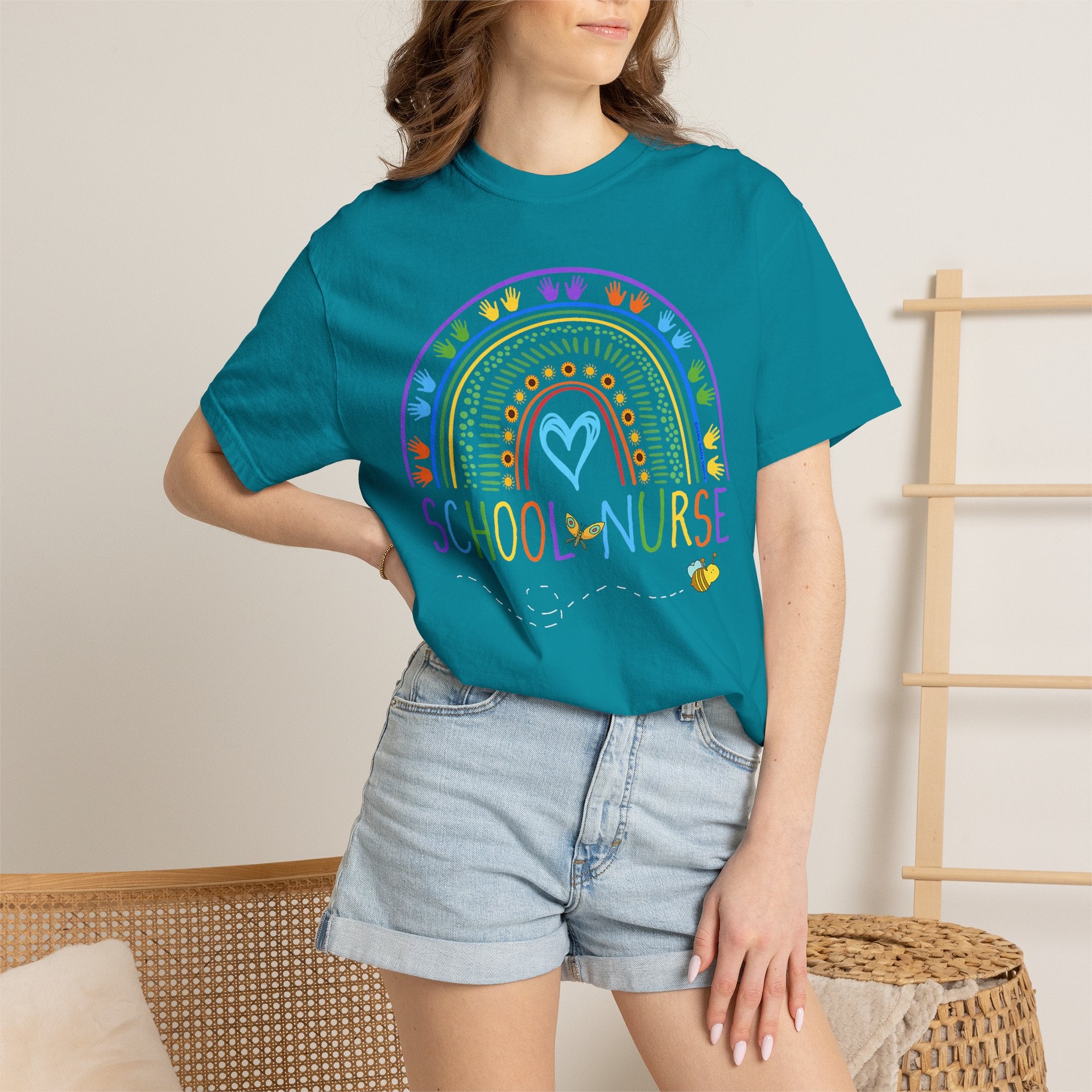 School Nurse Rainbow T-Shirt — Cute Pastel Healthcare Tee for Teachers & Nurses