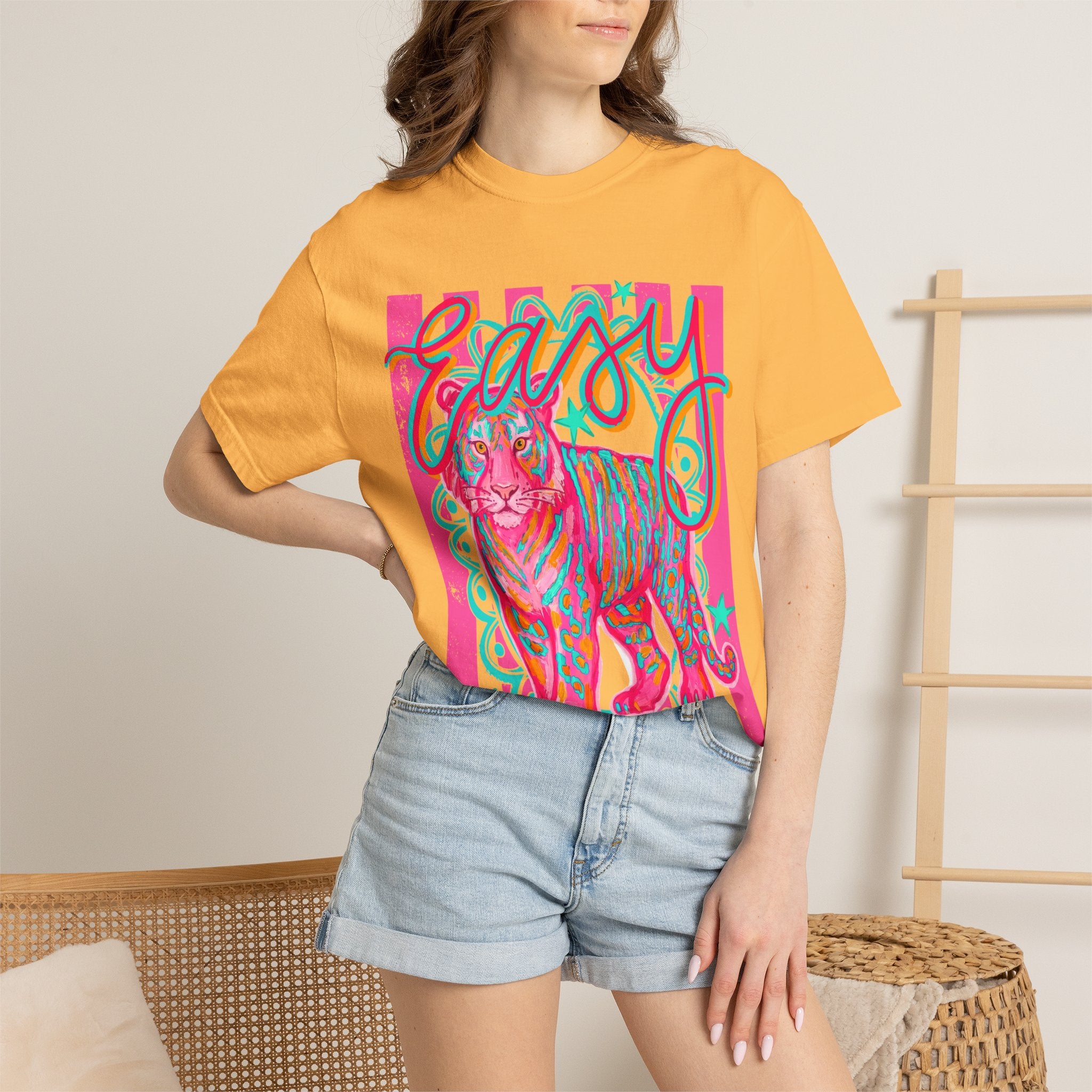 Easy Tiger T-Shirt — Retro Neon Tiger Graphic Tee