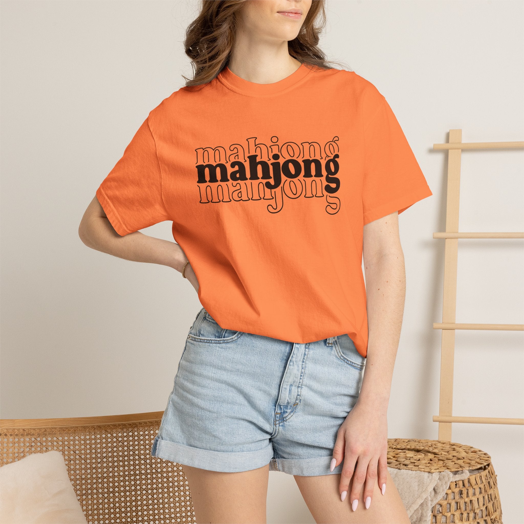 Mahjong Graphic T-Shirt — Retro Layered 'mahjong' Design
