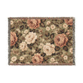 Cottage Rose Woven Blanket — Vintage Rose Tapestry Throw
