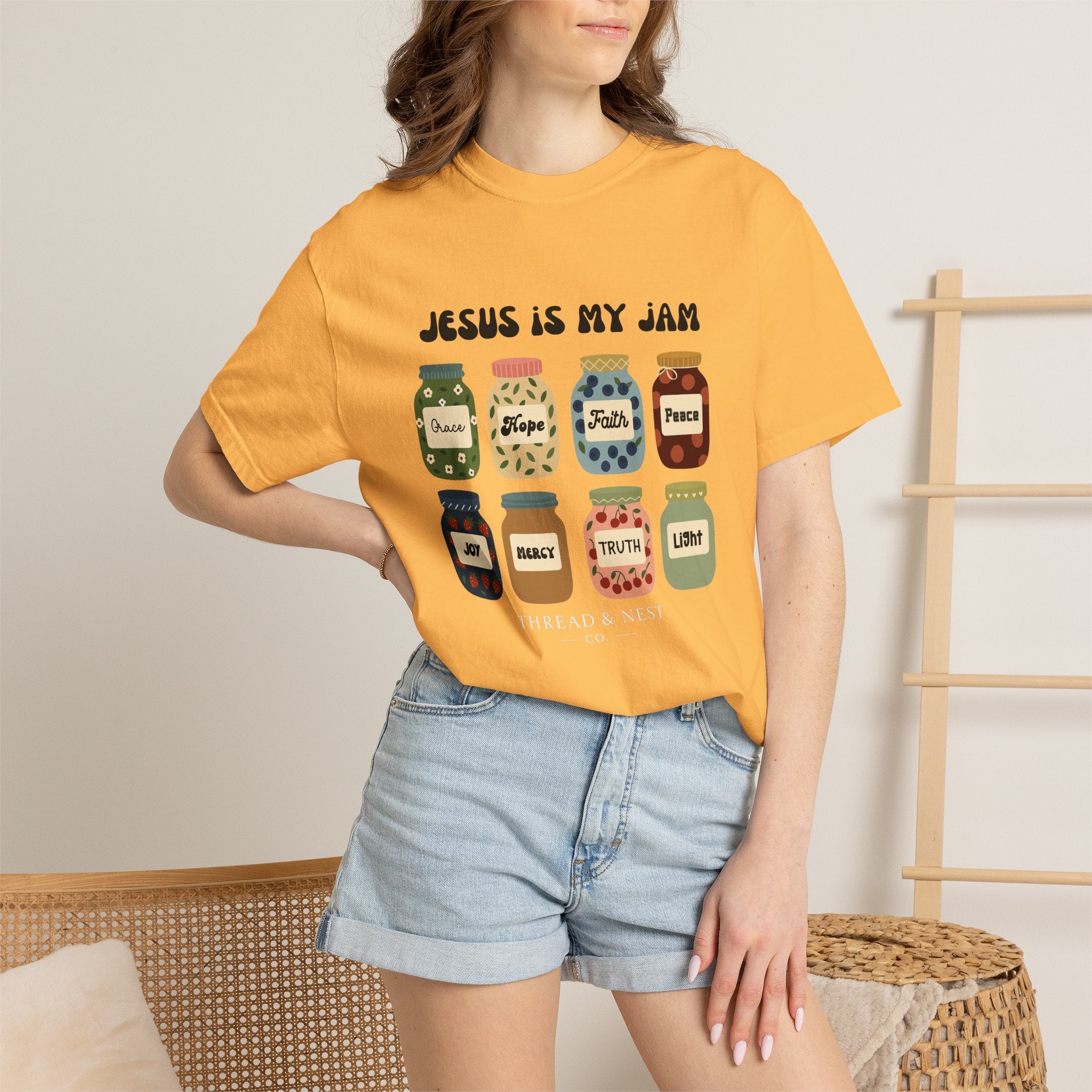 Jesus Is My Jam T-Shirt — Christian Faith Graphic Tee with Inspirational Jars