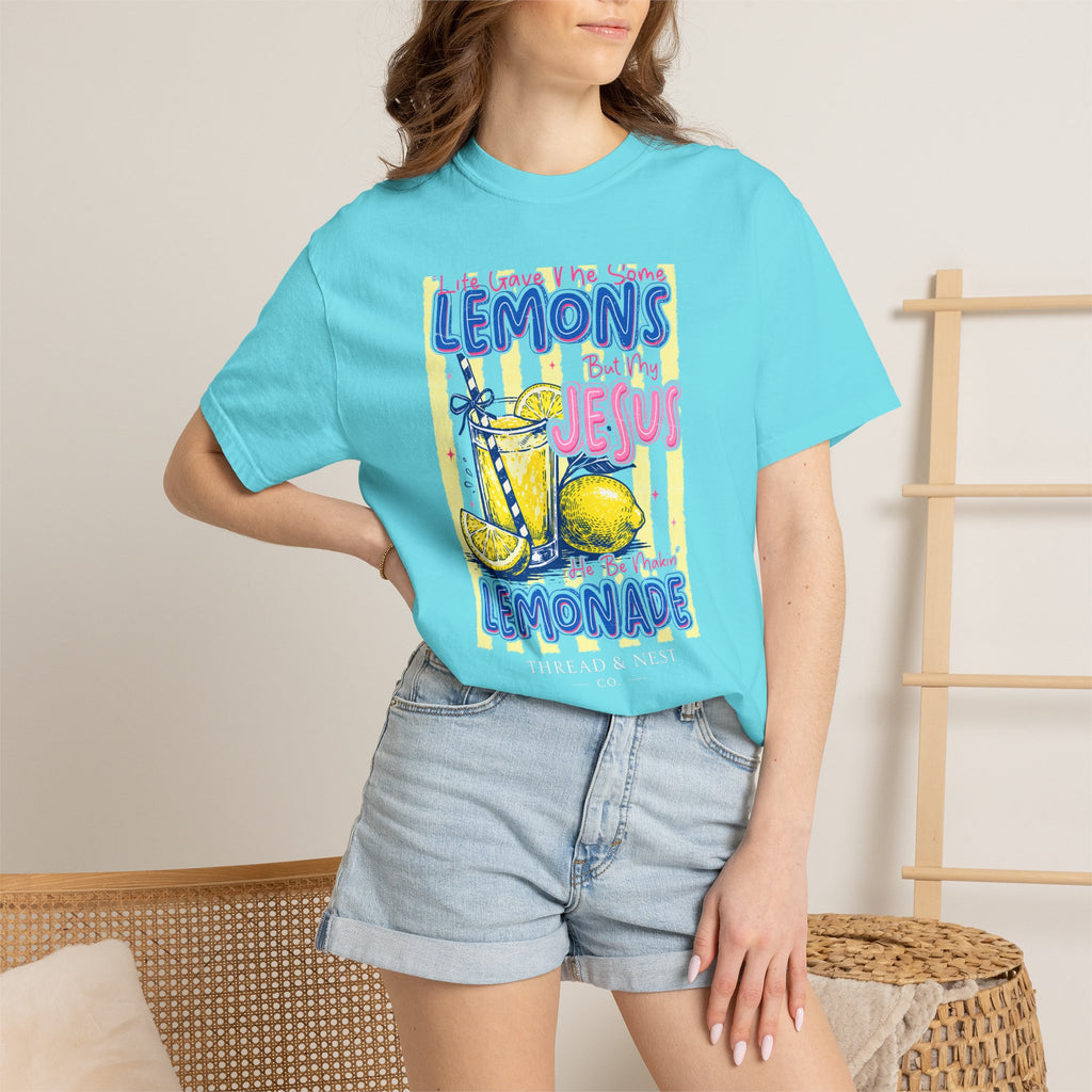 Lemons Into Lemonade Christian T-Shirt — 'He Gave Me Lemons But Why Jesus' Graphic Tee