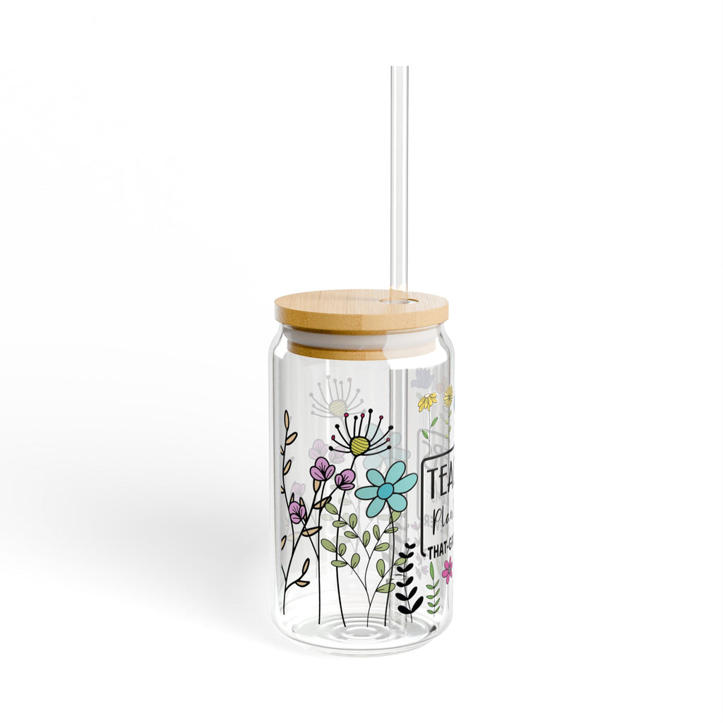 Teacher Sipper Glass – "Teachers Plant Seeds That Grow Forever" Floral 16oz Drink Tumbler