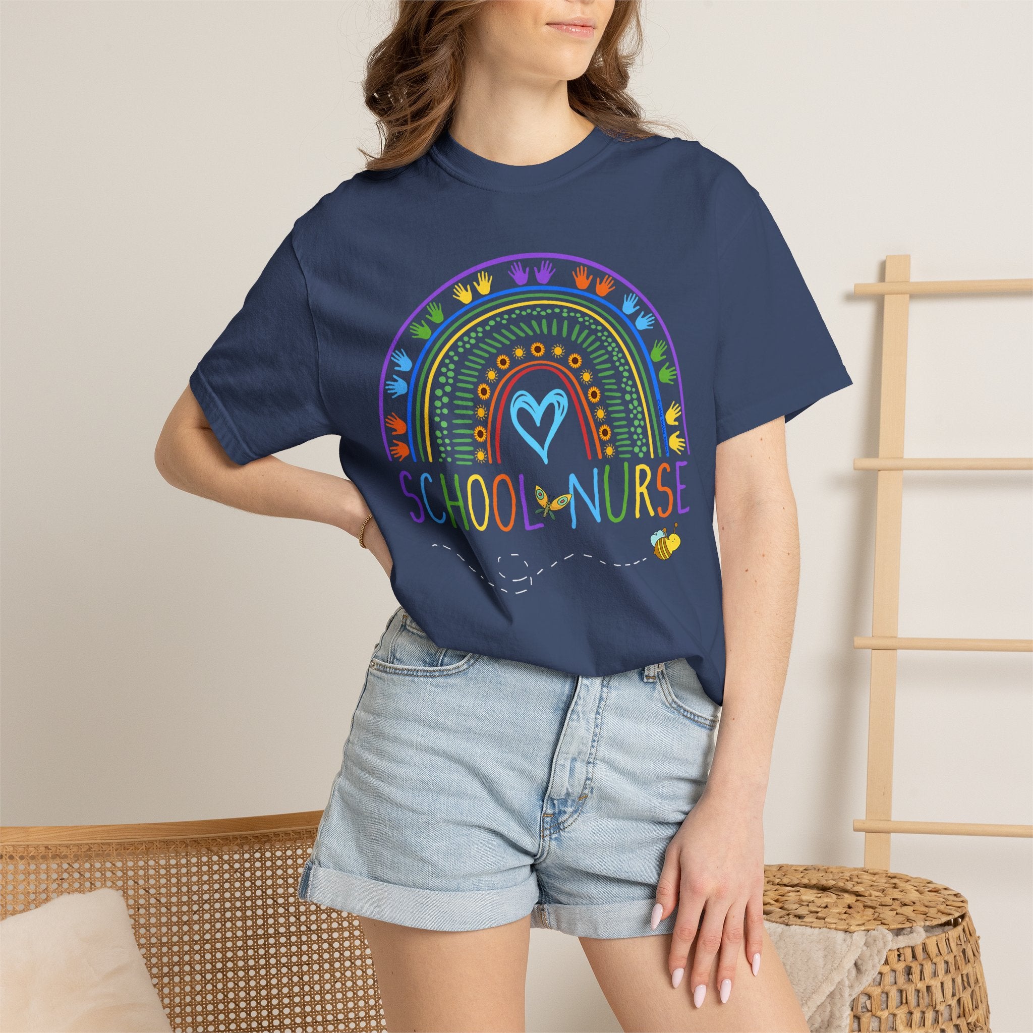 School Nurse Rainbow T-Shirt — Cute Pastel Healthcare Tee for Teachers & Nurses