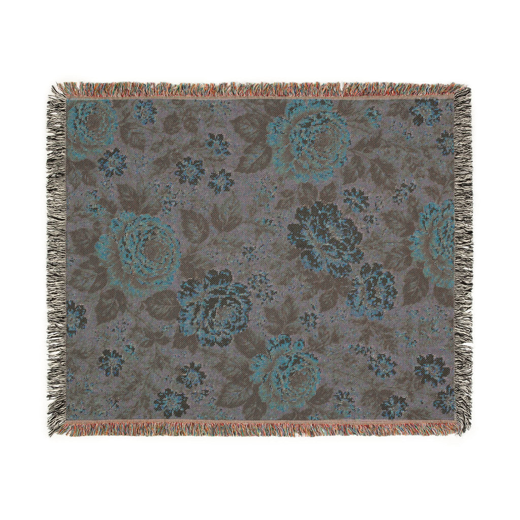 Cottage Rose Woven Blanket — Vintage Rose Tapestry Throw
