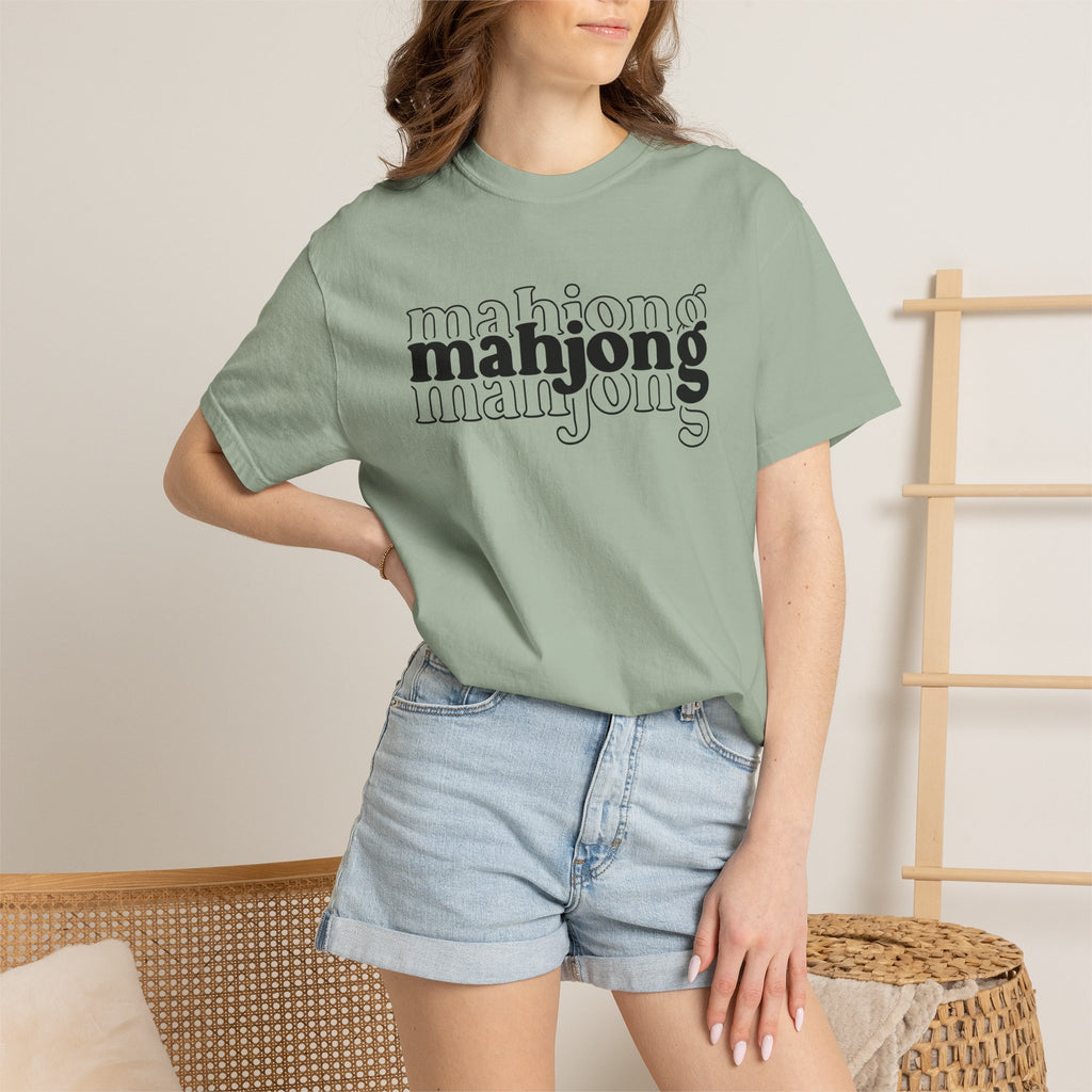 Mahjong Graphic T-Shirt — Retro Layered 'mahjong' Design