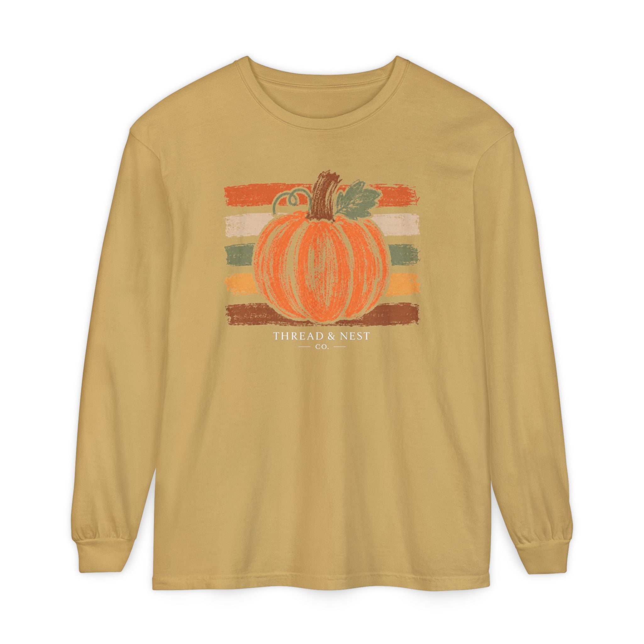 Pumpkin Retro Stripe Long Sleeve Tee