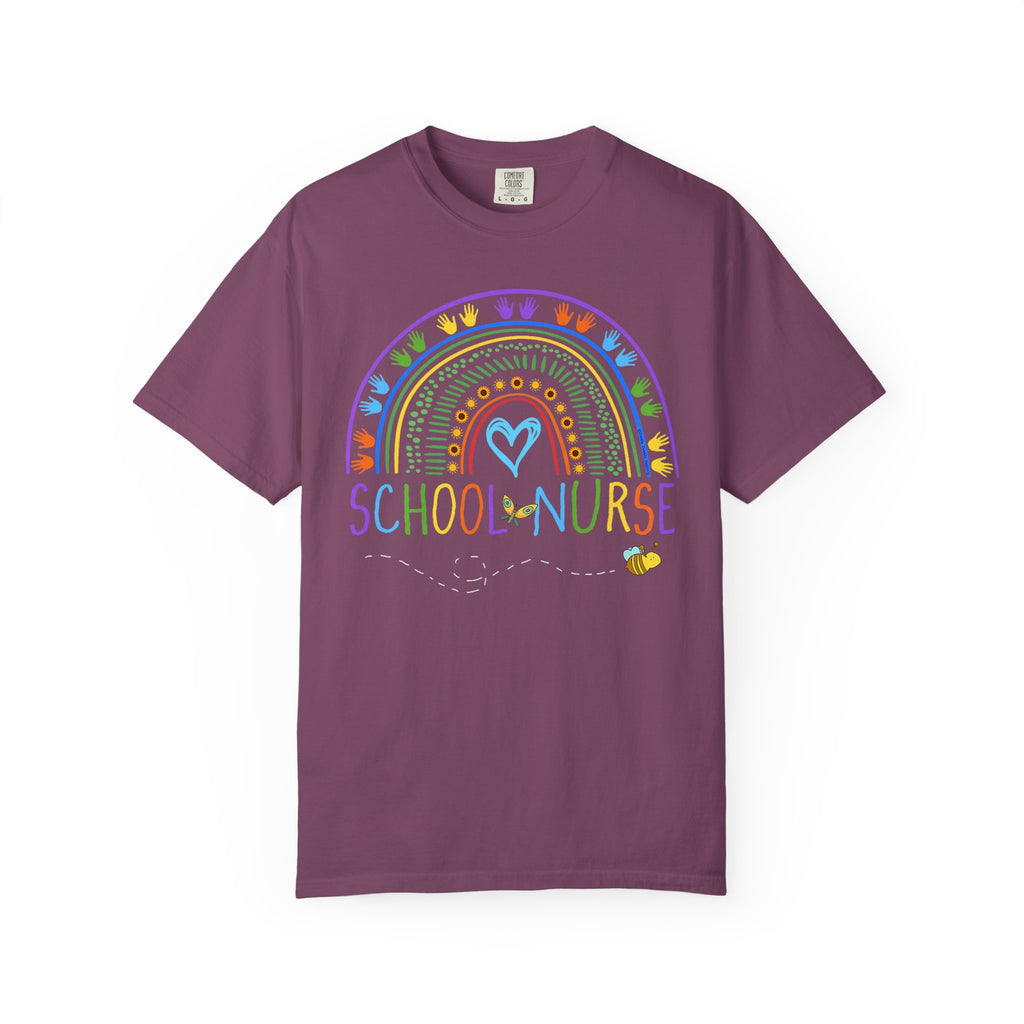 School Nurse Rainbow T-Shirt — Cute Pastel Healthcare Tee for Teachers & Nurses