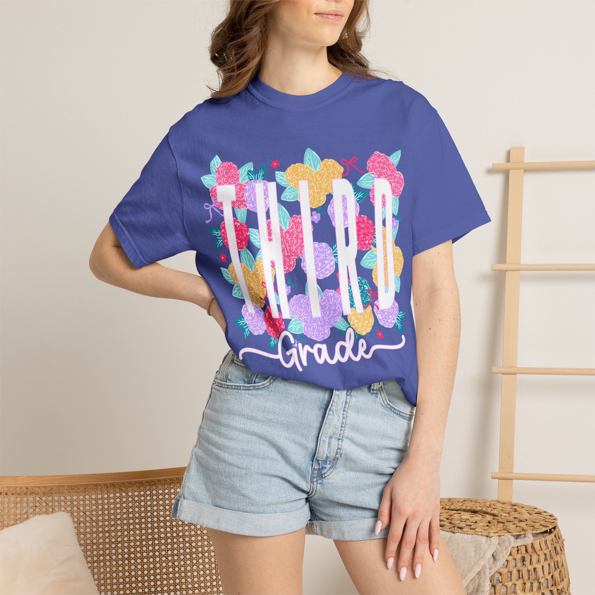 Third Grade Floral T-Shirt — Bright Back-to-School Tee for Students & Teachers